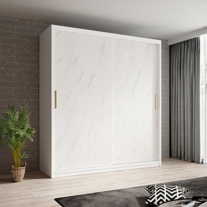 Marmer - Kledinkast met schuifdeuren - Wit - 180x62x200 cm