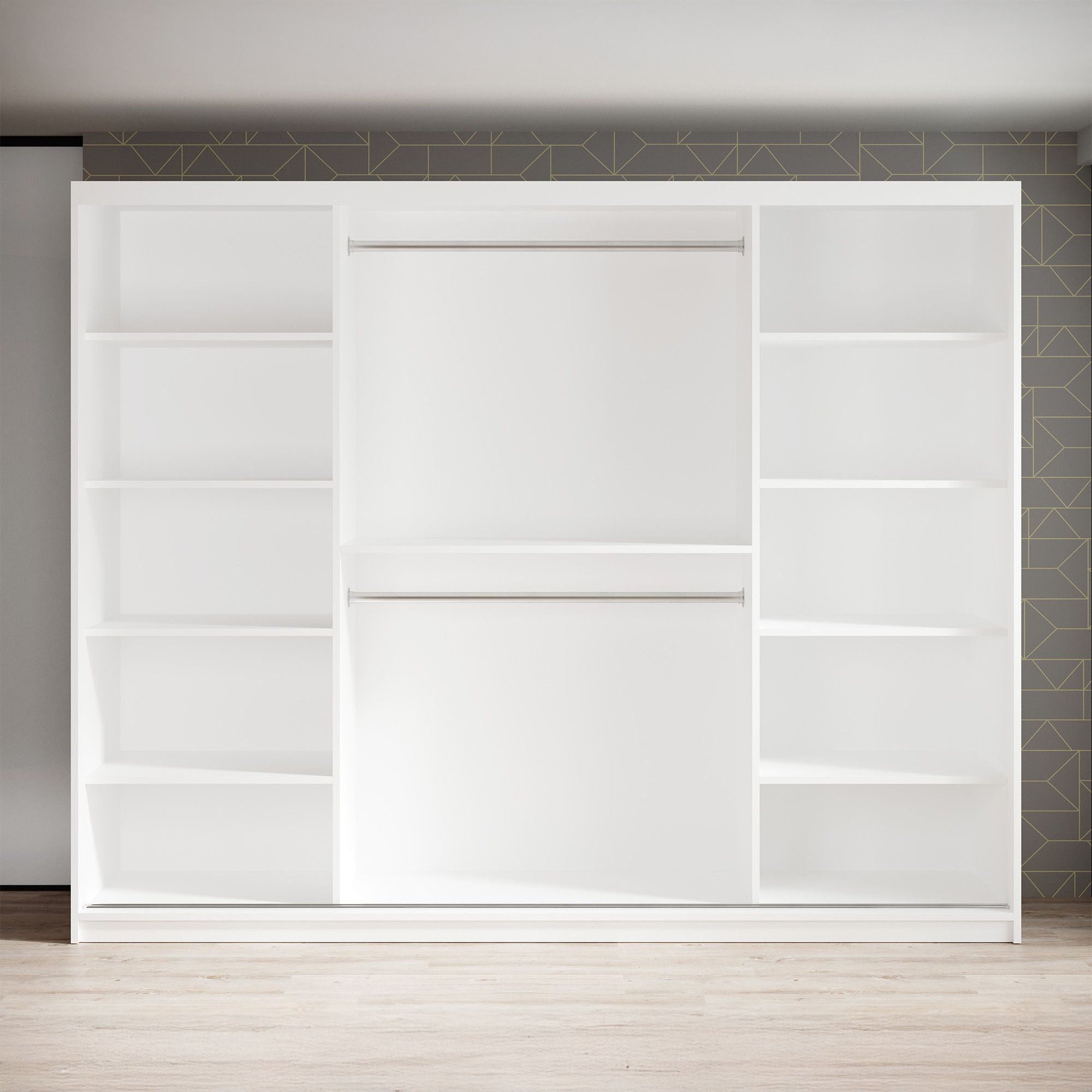 Marmer - Kledinkast met schuifdeuren - Wit  - 250x62x200 cm