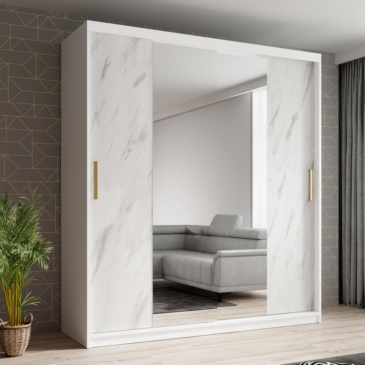 Marmer 2 - Kledinkast met schuifdeuren - Wit - 180x62x200 cm