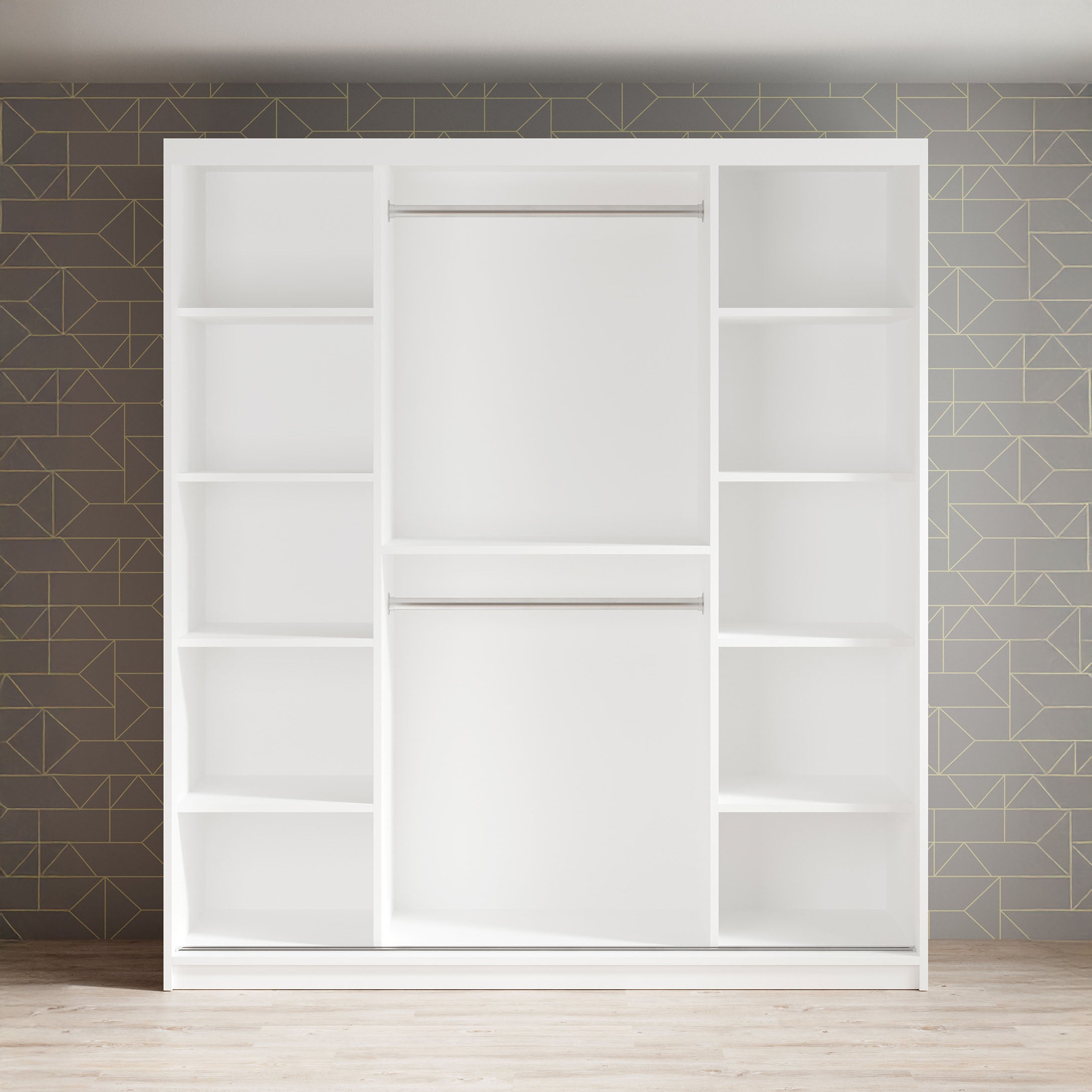 Marmer 2 - Kledinkast met schuifdeuren - Wit - 180x62x200 cm