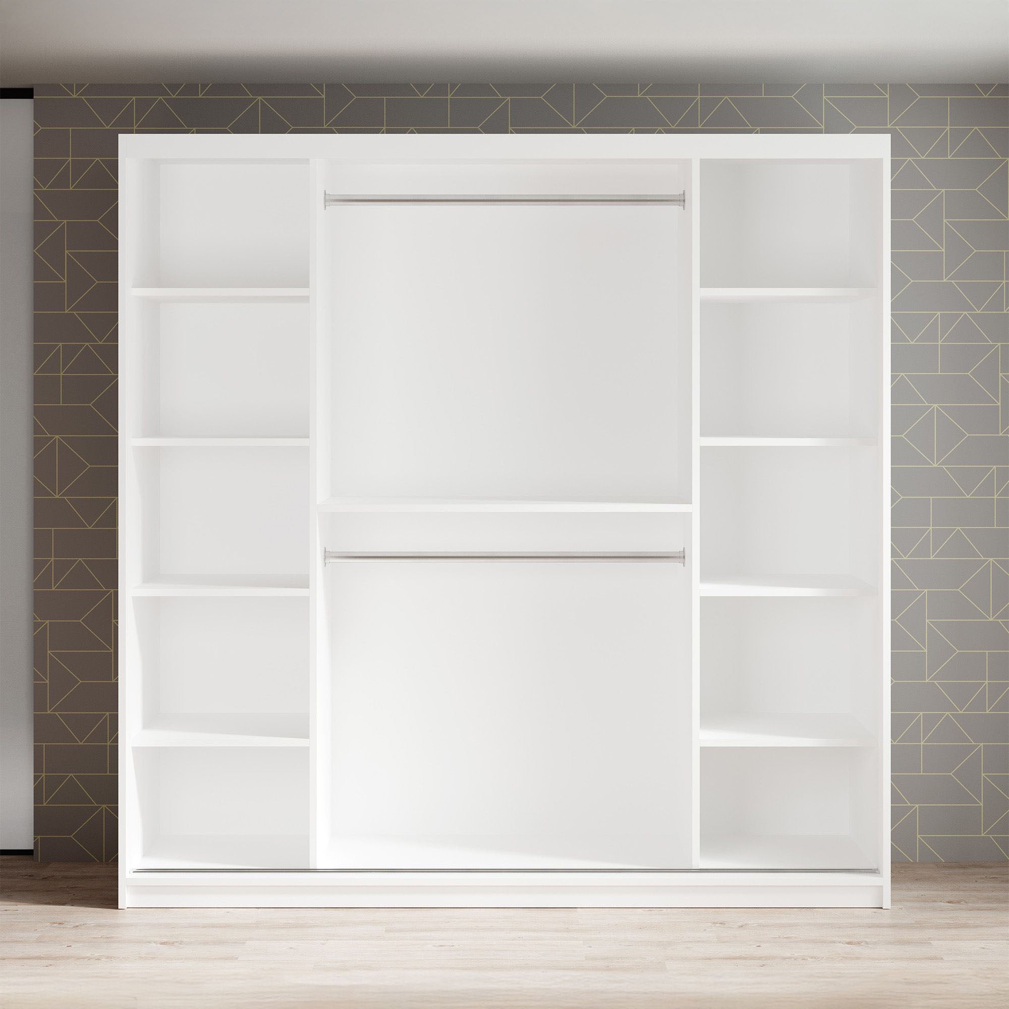 Marmer 2 - Kledinkast met schuifdeuren - Wit - 200x62x200 cm
