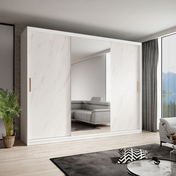 Marmer 2 - Kledinkast met schuifdeuren - Wit - 250x62x200 cm