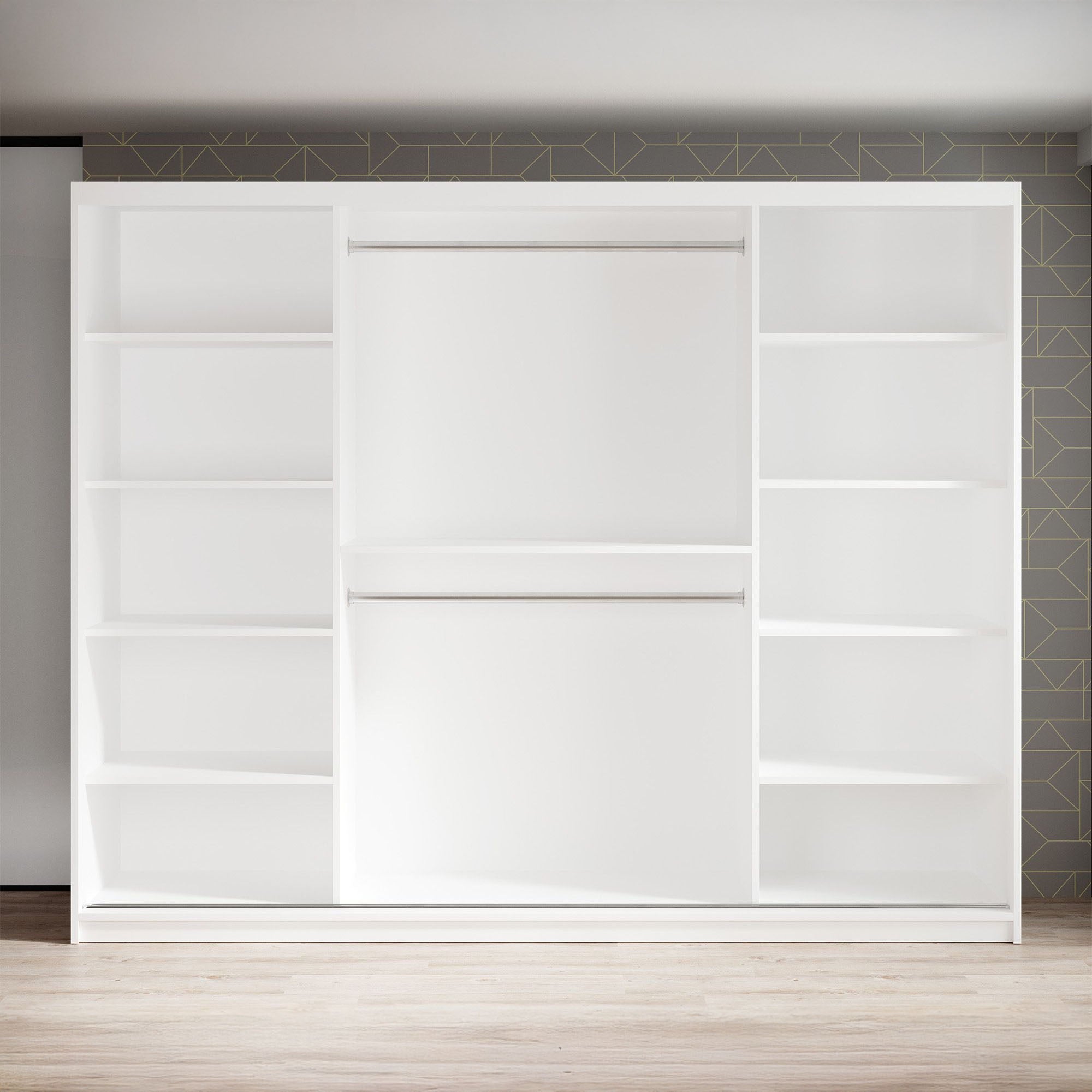 Marmer 2 - Kledinkast met schuifdeuren - Wit - 250x62x200 cm