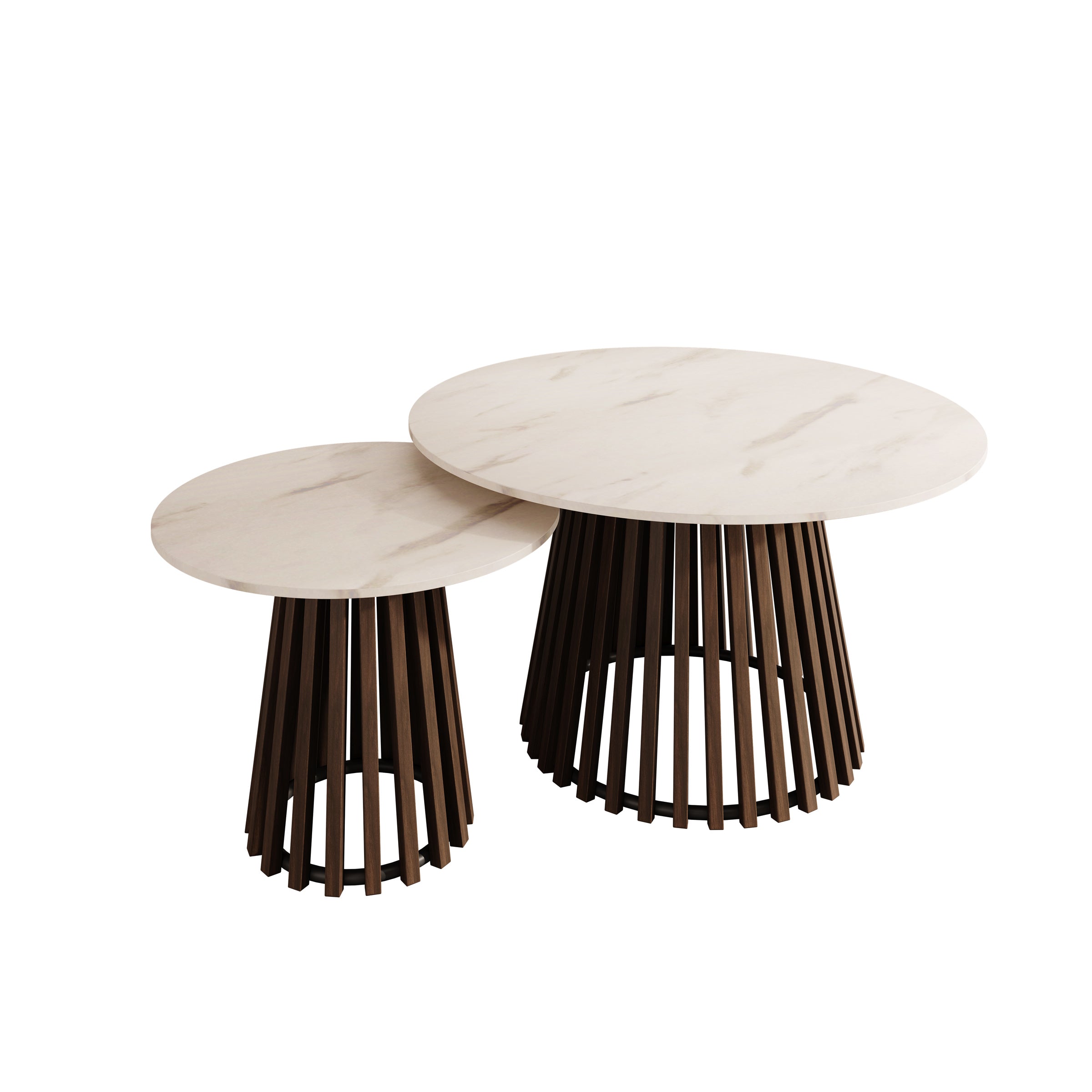 Maroa - Salontafel set van 2 - Walnootpatroon/Marmerlook - 80x45 cm