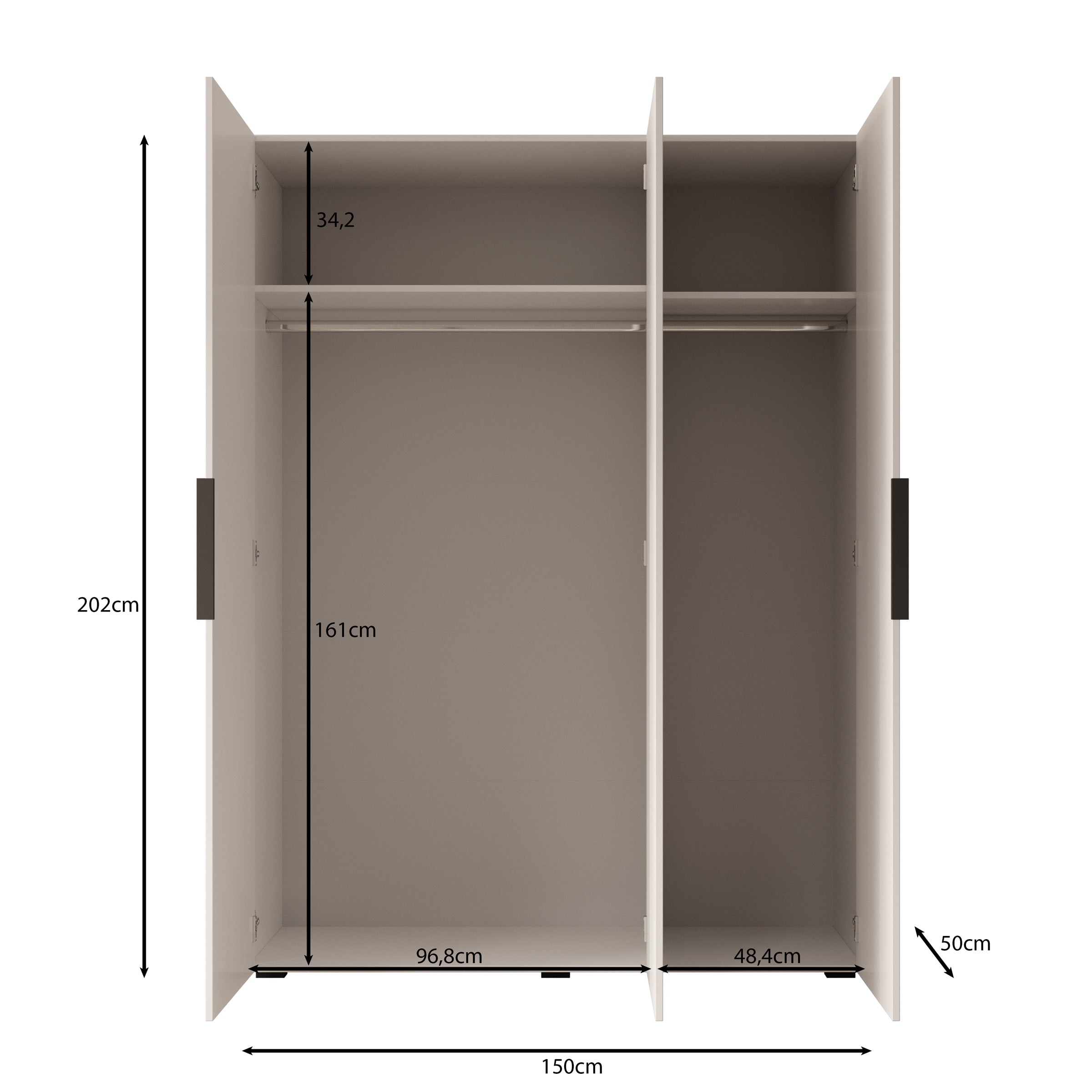 Marquesa - Kledingkast - Beige - 150x50x202 cm