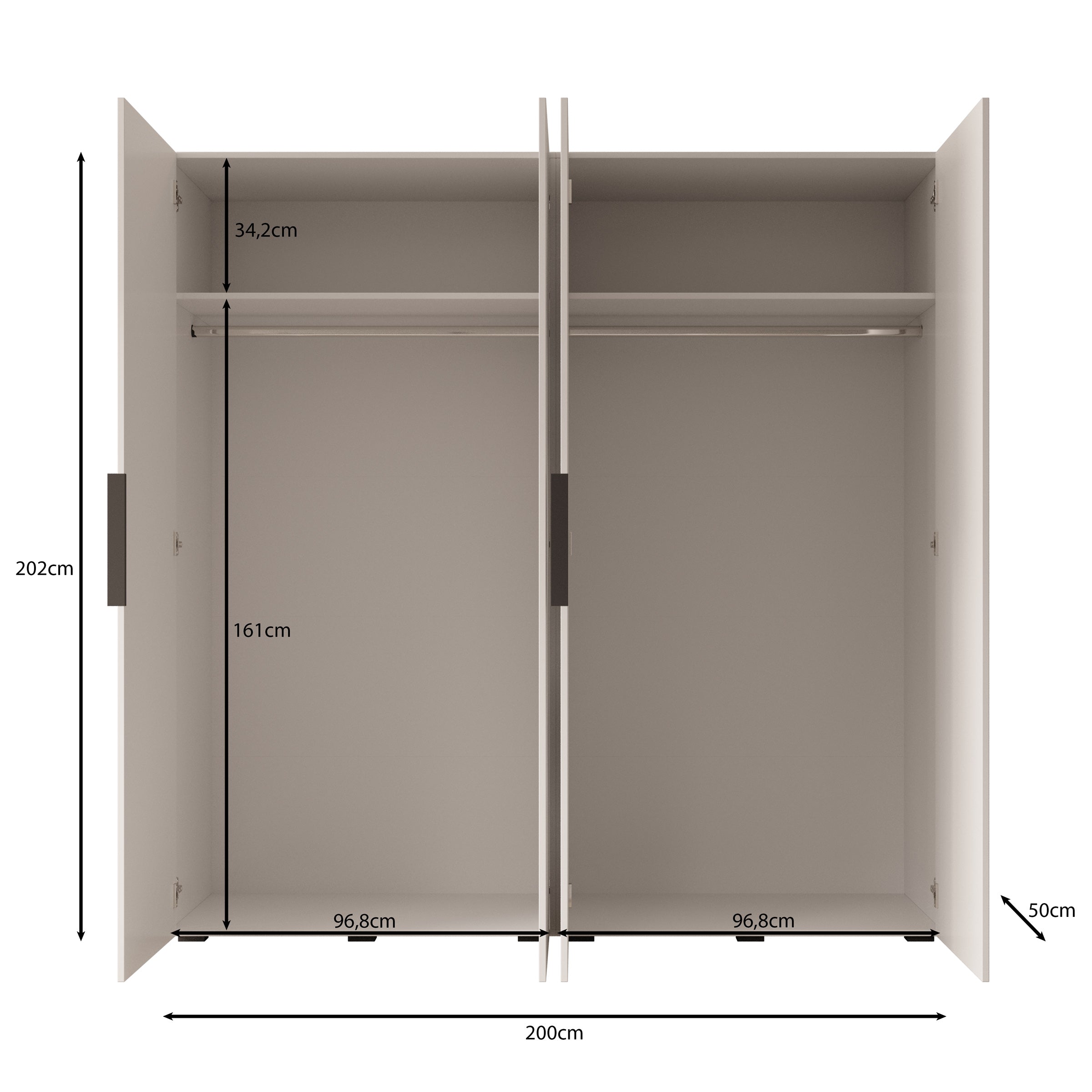 Marquesa - Kledingkast - Beige - 200x50x202 cm