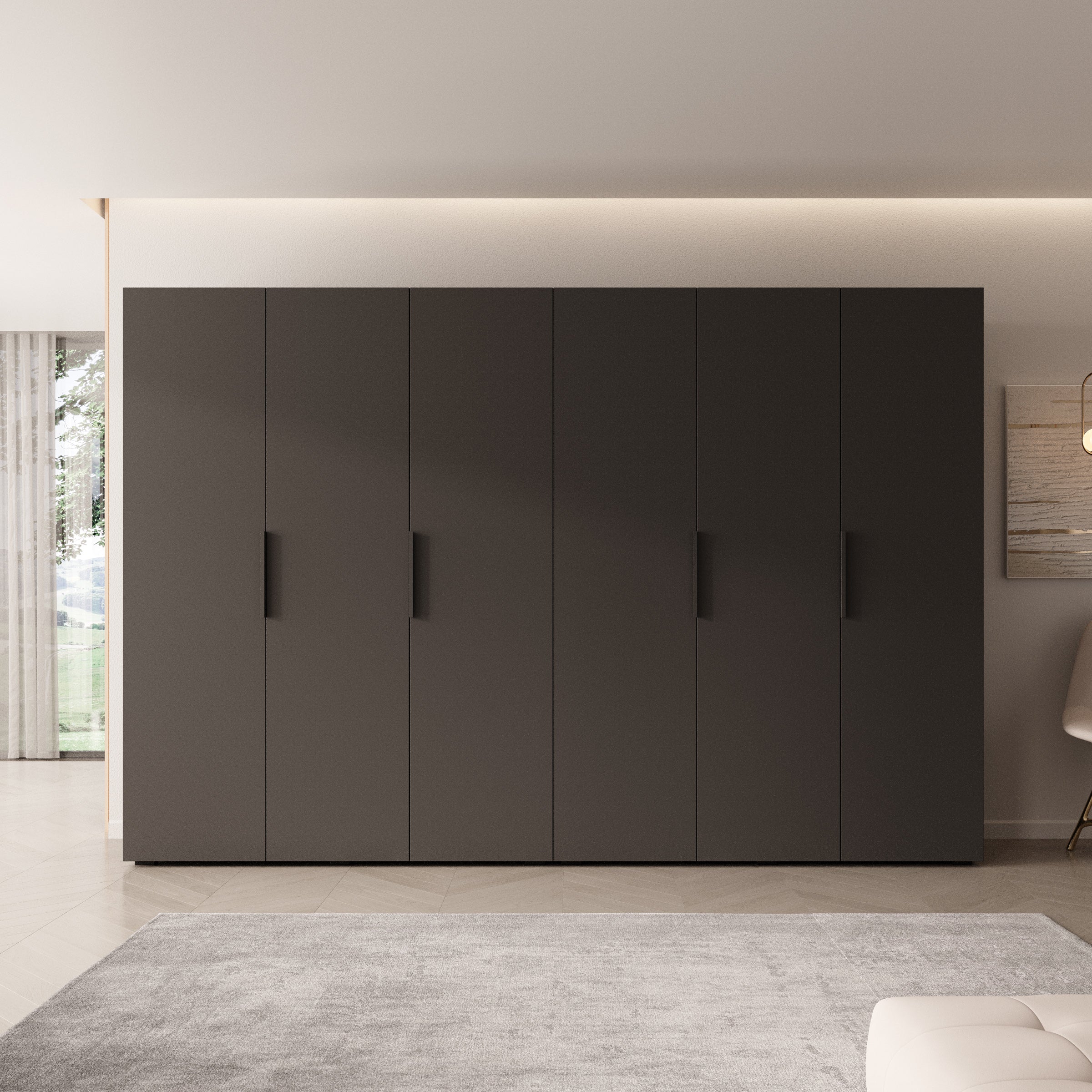 Marquesa - Kledingkast - Zwart - 300x50x202 cm