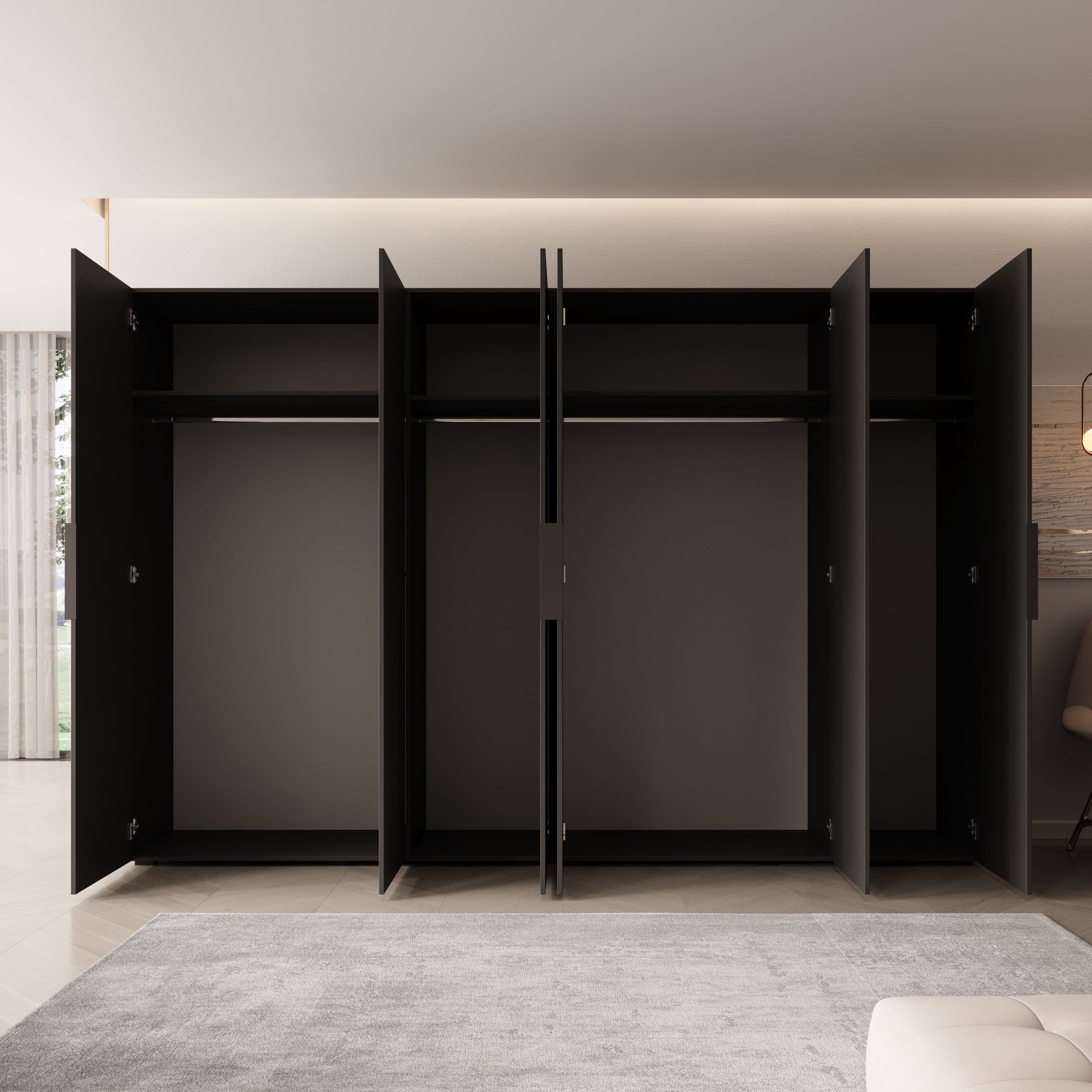 Marquesa - Kledingkast - Zwart - 300x50x202 cm