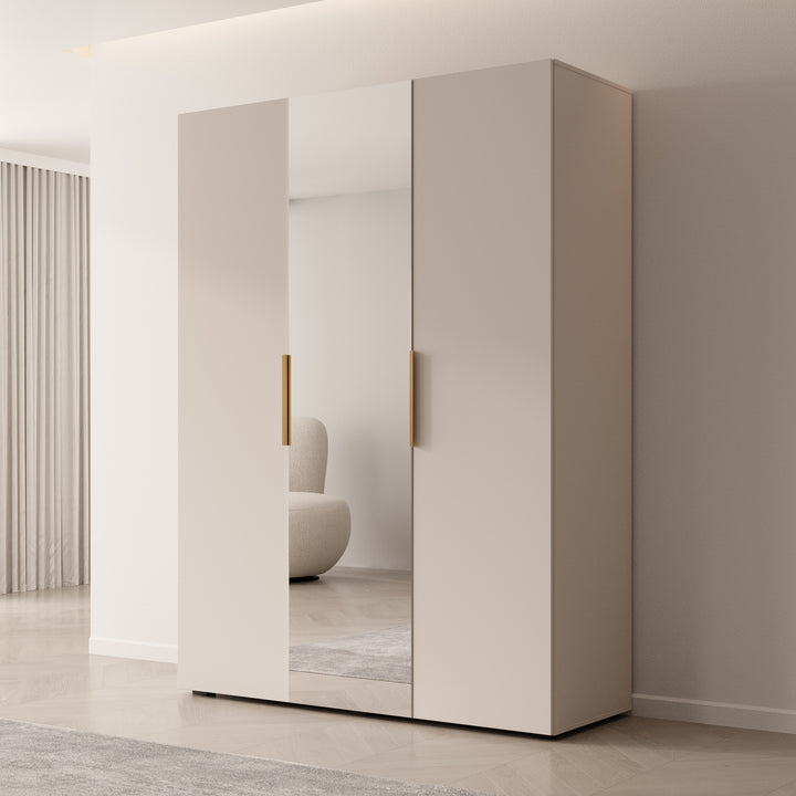 Marquesa - Kledingkast met spiegel - Beige - 150x50x202 cm