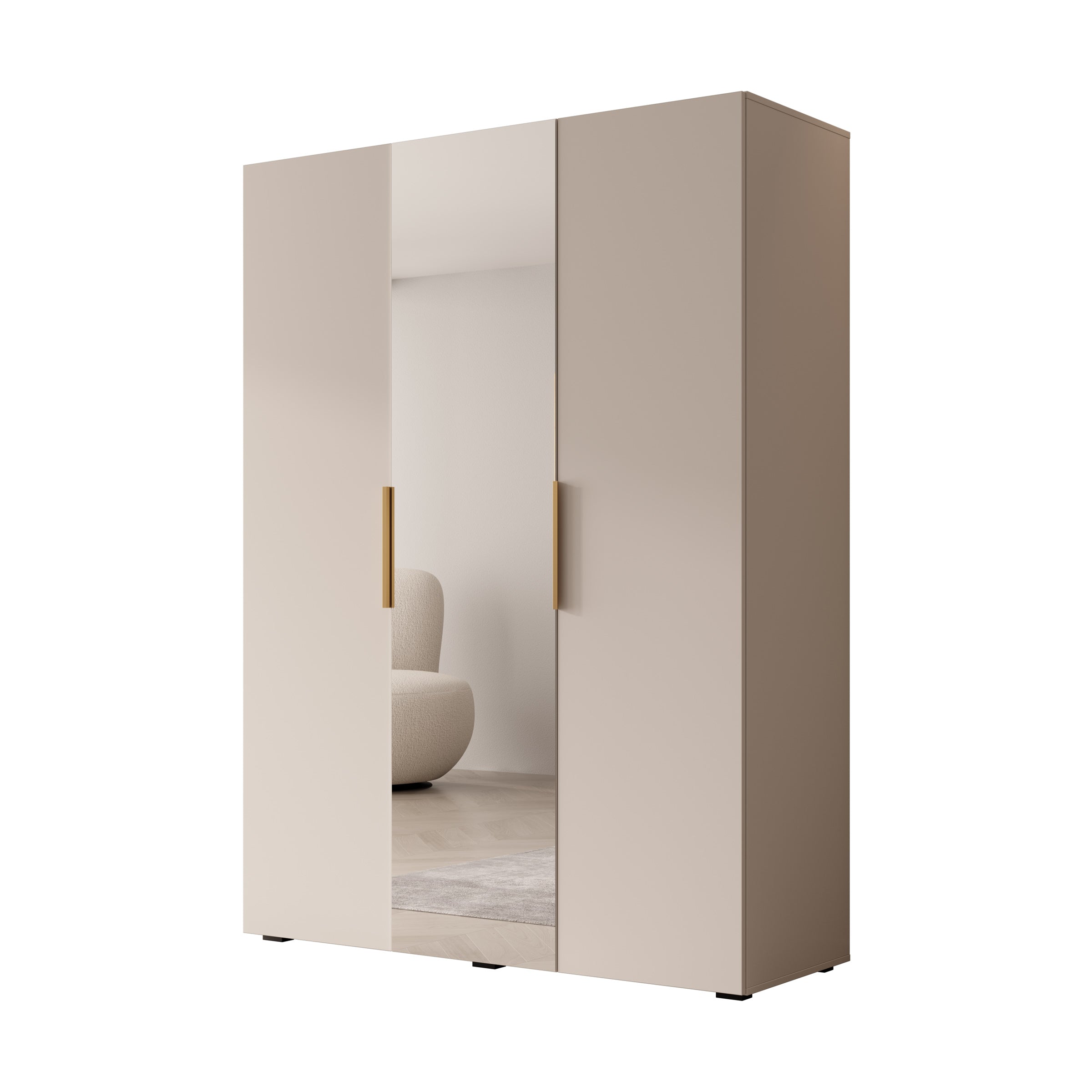 Marquesa - Kledingkast met spiegel - Beige - 150x50x202 cm