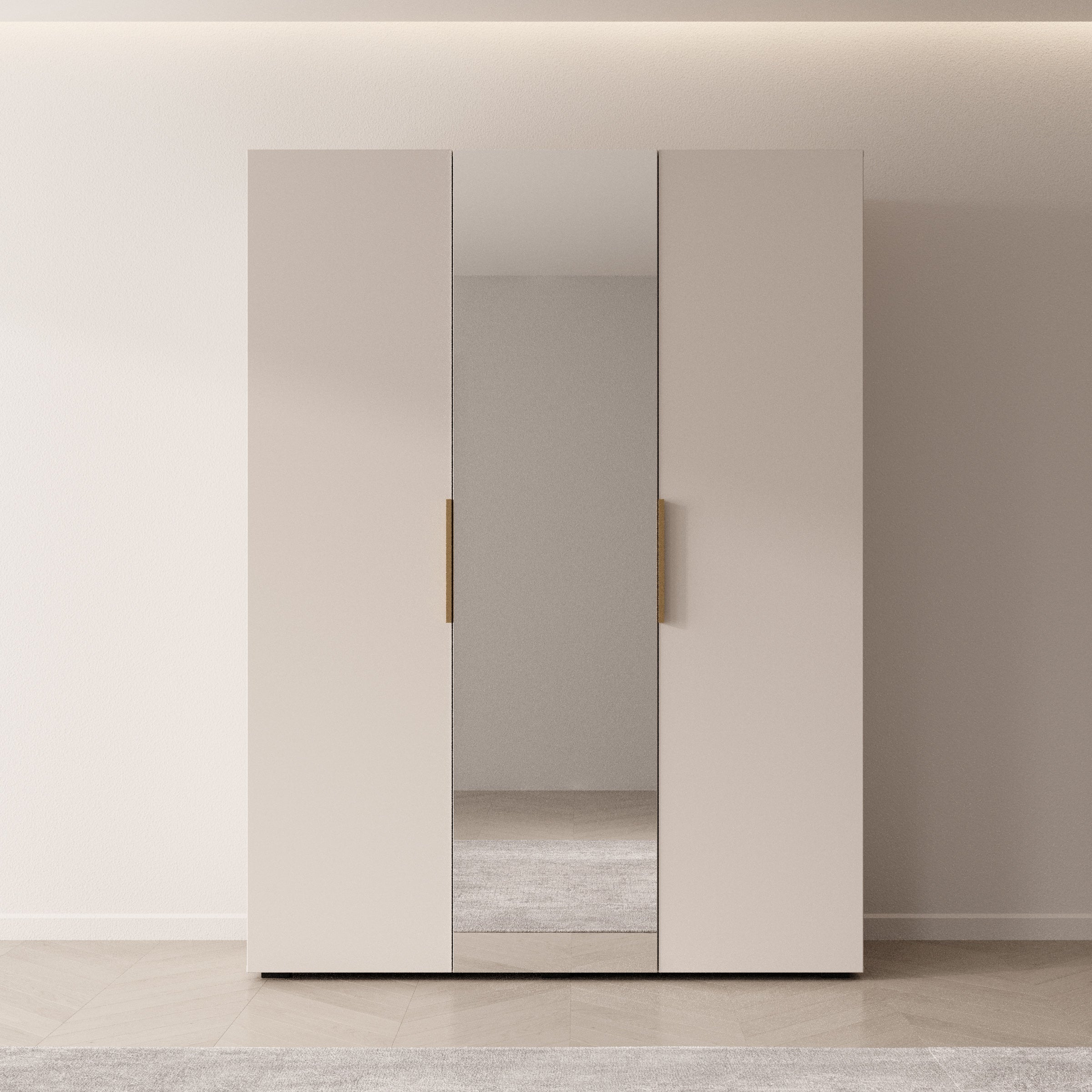 Marquesa - Kledingkast met spiegel - Beige - 150x50x202 cm