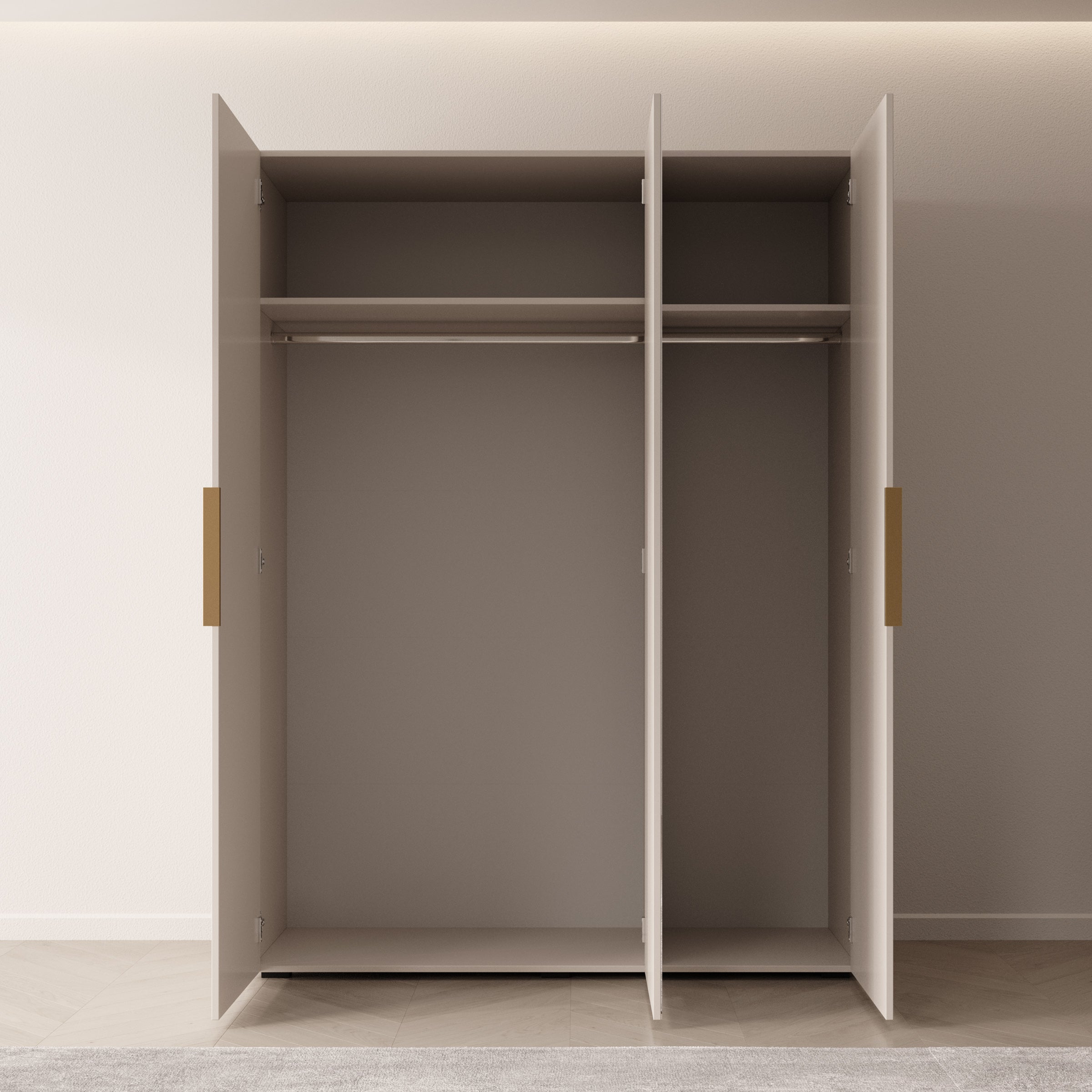 Marquesa - Kledingkast met spiegel - Beige - 150x50x202 cm