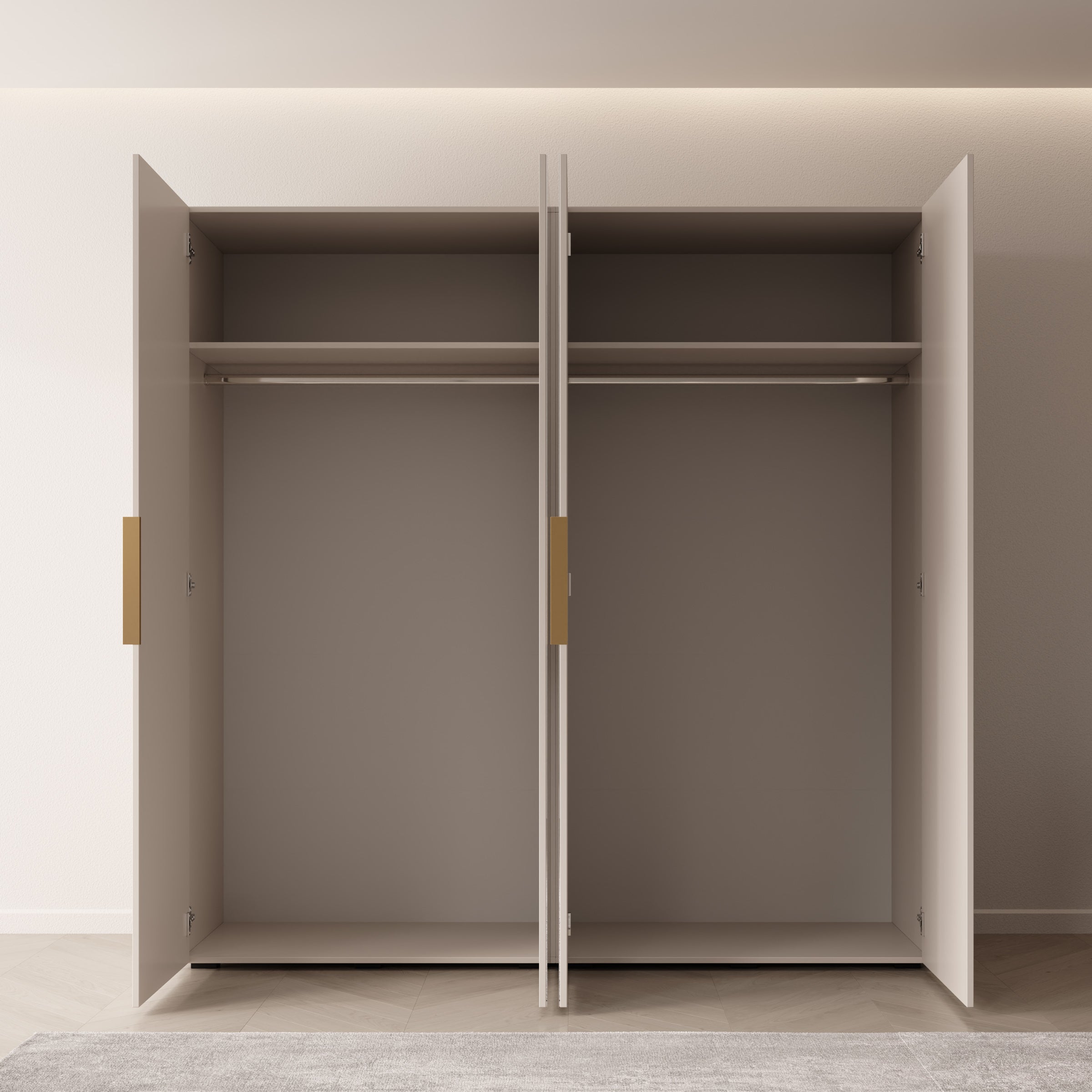 Marquesa - Kledingkast met spiegel - Beige - 200x50x202 cm