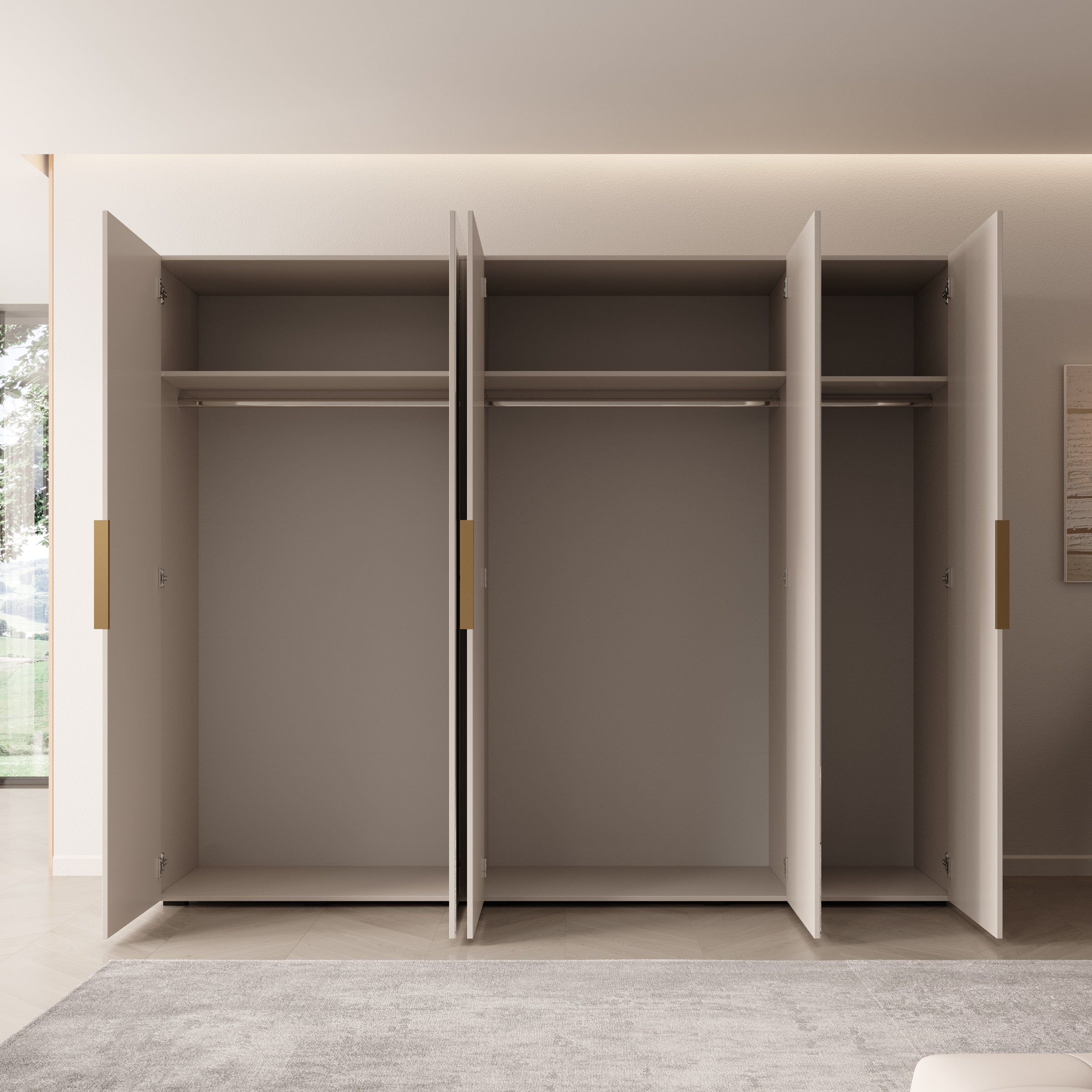 Marquesa - Kledingkast met spiegel - Beige - 250x50x202 cm