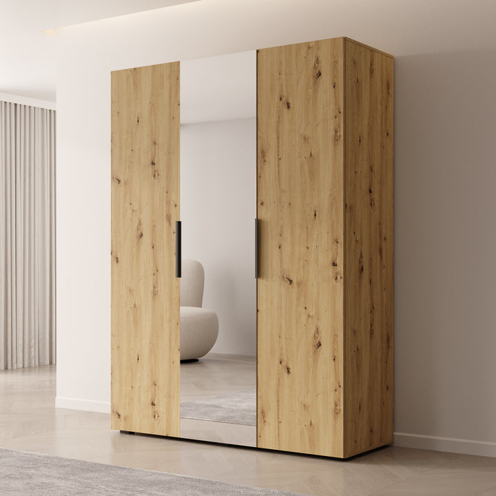 Marquesa - Kledingkast met spiegel - Eiken - 150x50x202 cm