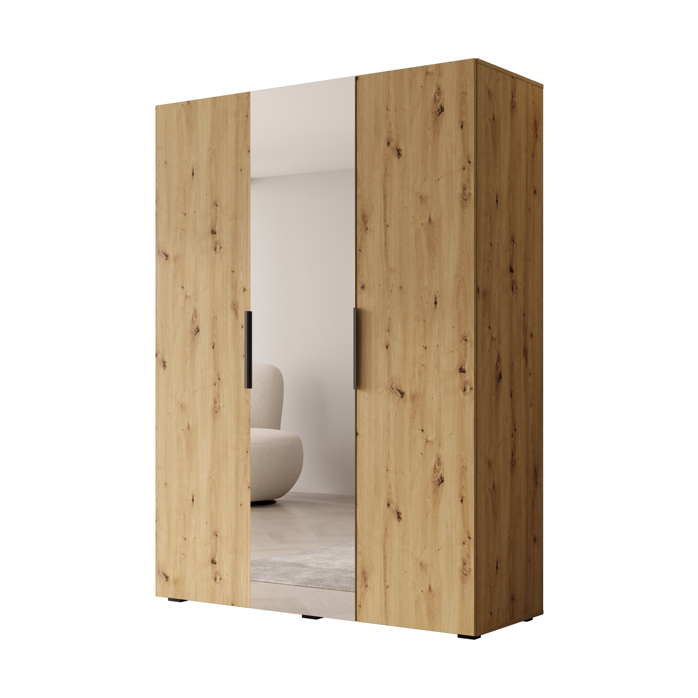 Marquesa - Kledingkast met spiegel - Eiken - 150x50x202 cm