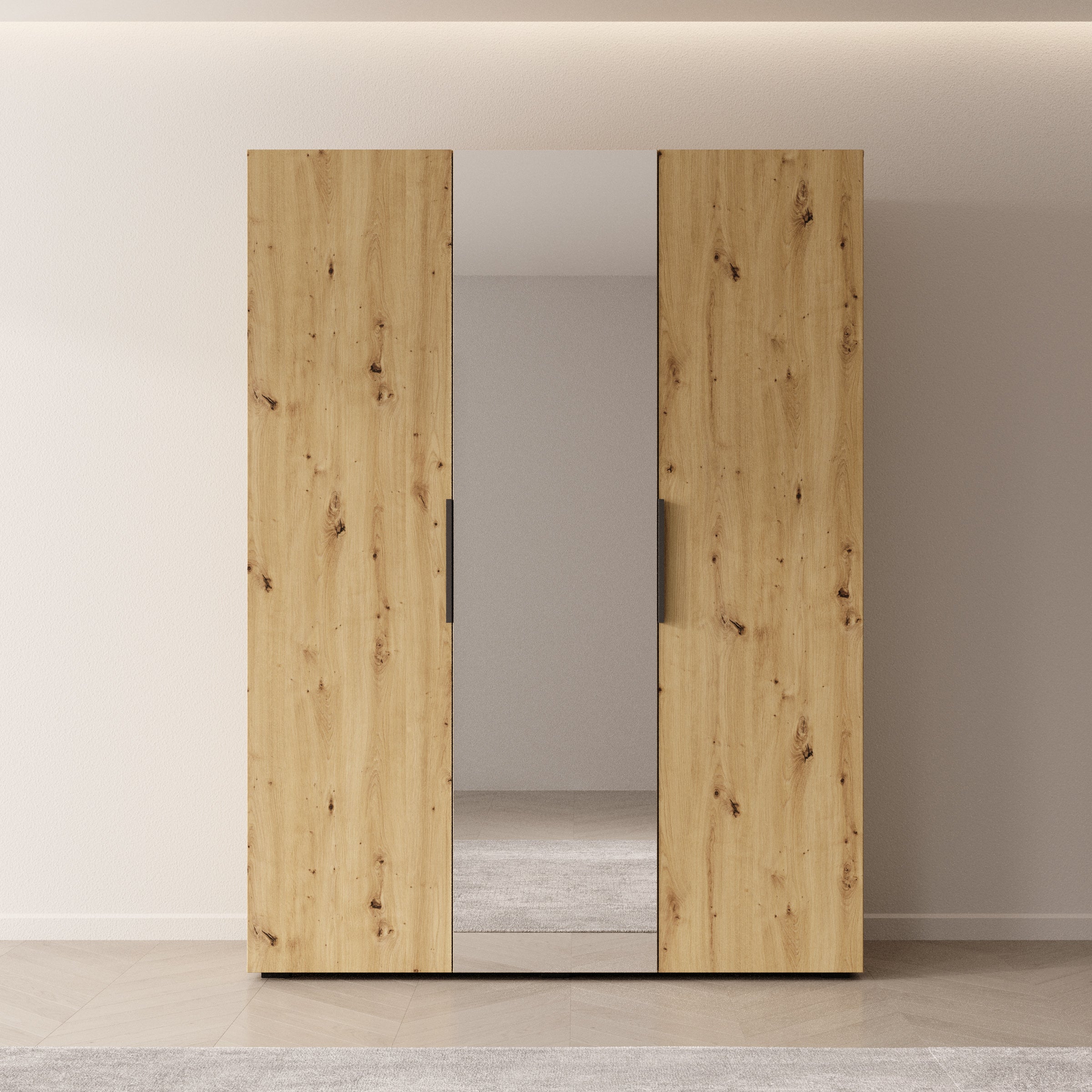 Marquesa - Kledingkast met spiegel - Eiken - 150x50x202 cm