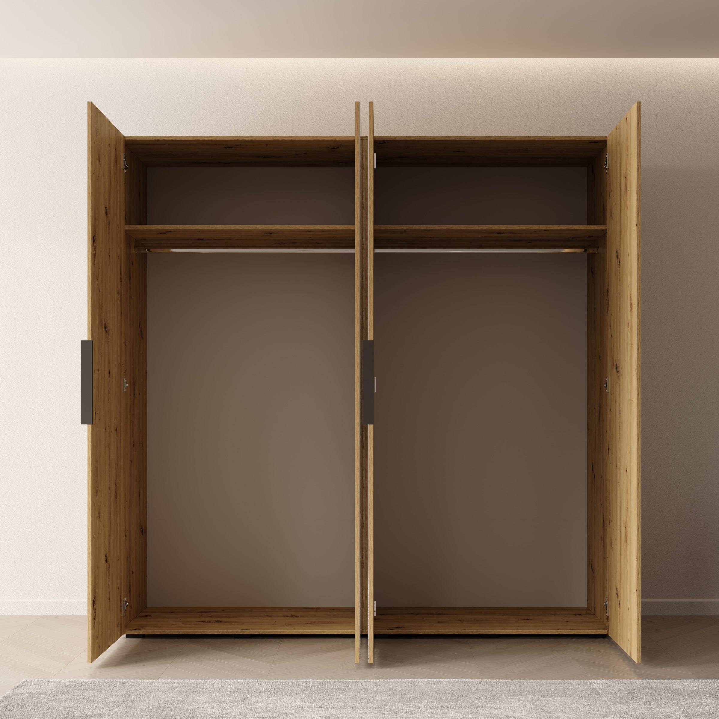 Marquesa - Kledingkast met spiegel - Eiken - 200x50x202 cm