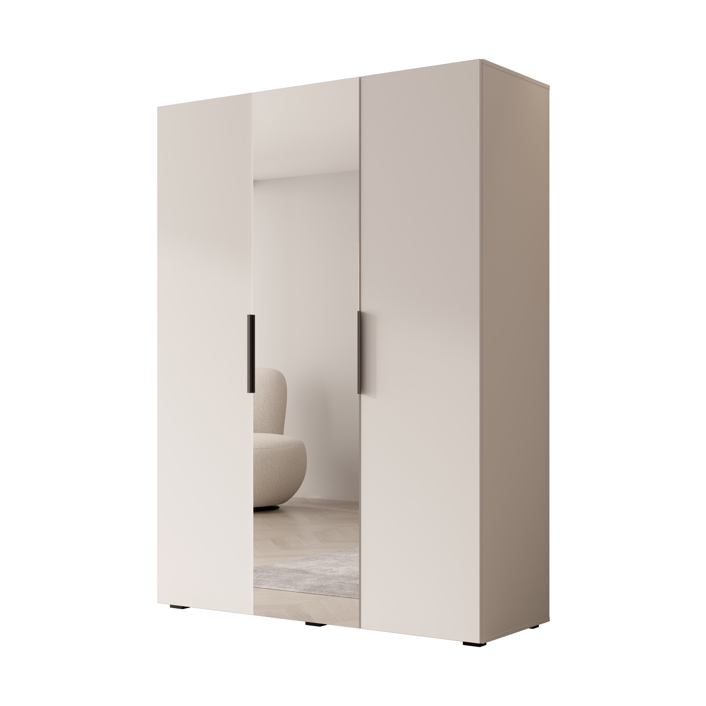 Marquesa - Kledingkast met spiegel - Wit - 150x50x202 cm