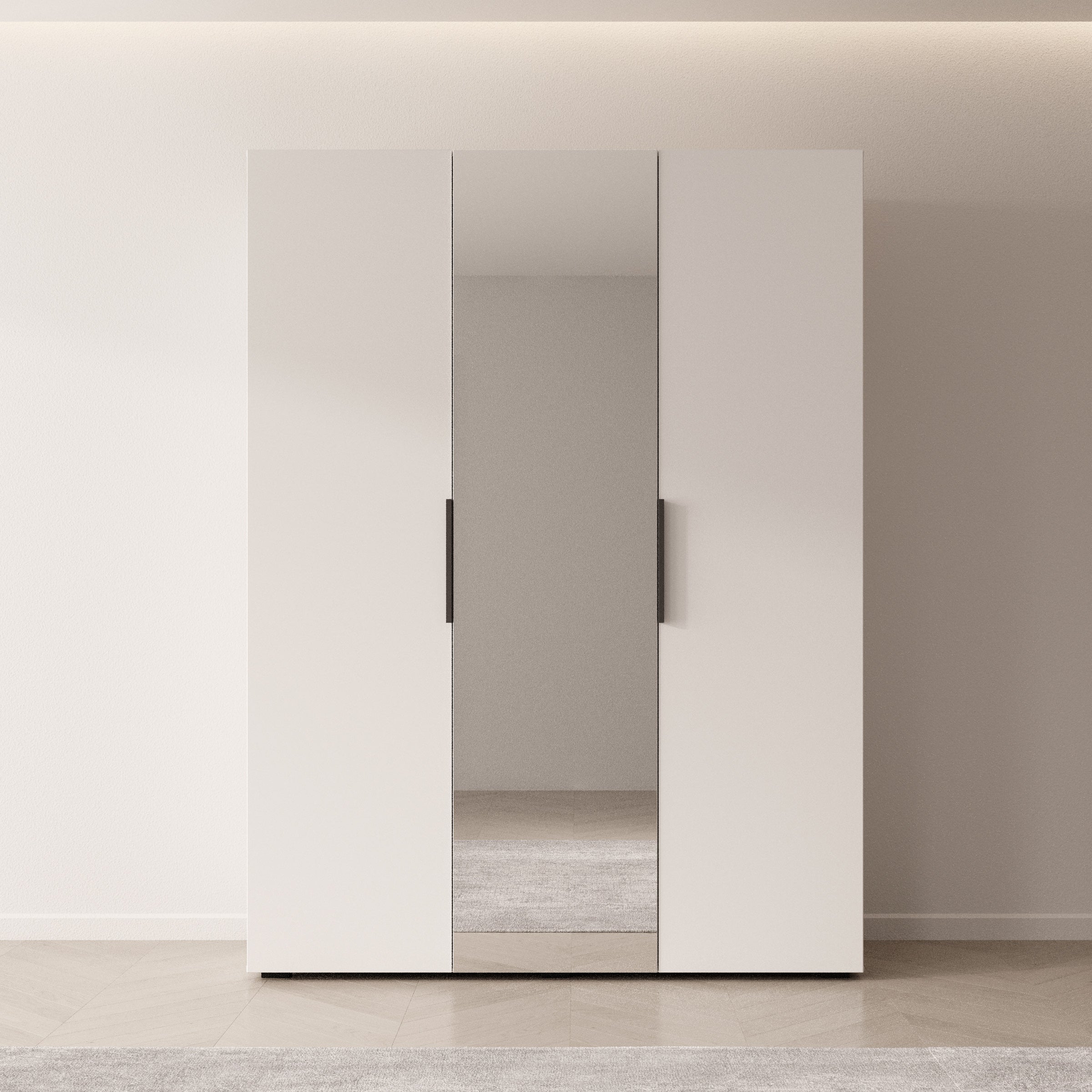 Marquesa - Kledingkast met spiegel - Wit - 150x50x202 cm