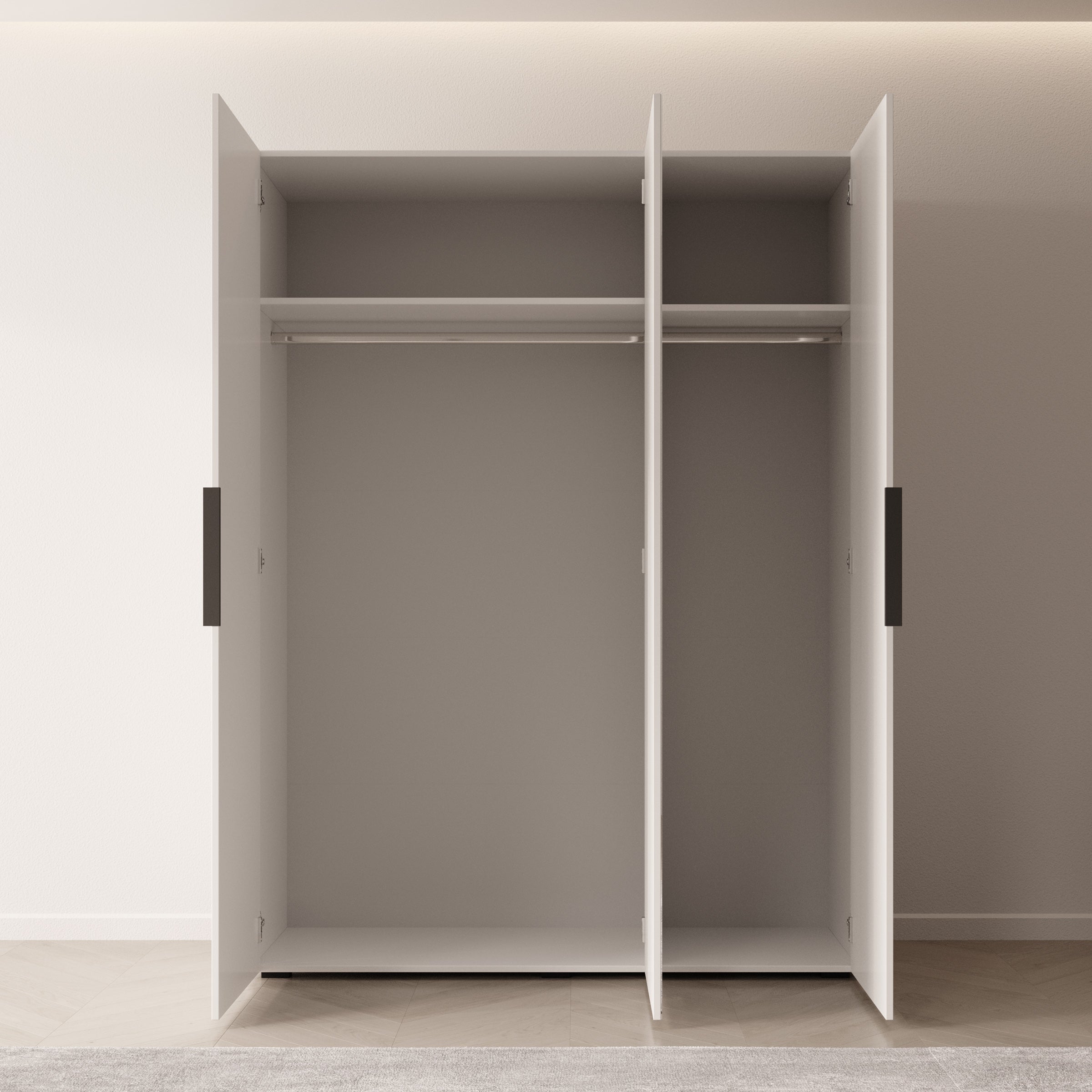 Marquesa - Kledingkast met spiegel - Wit - 150x50x202 cm