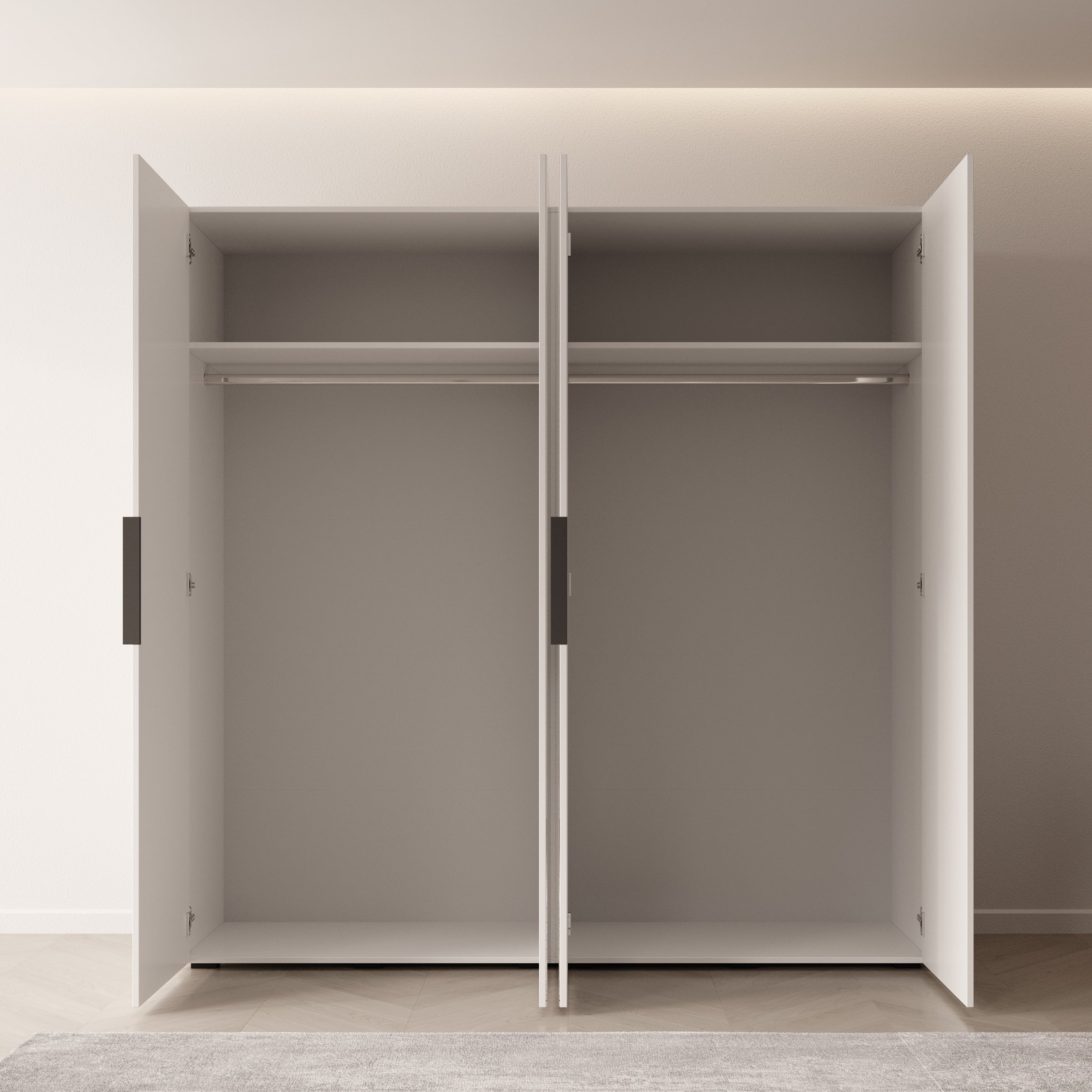 Marquesa - Kledingkast met spiegel - Wit - 200x50x202 cm