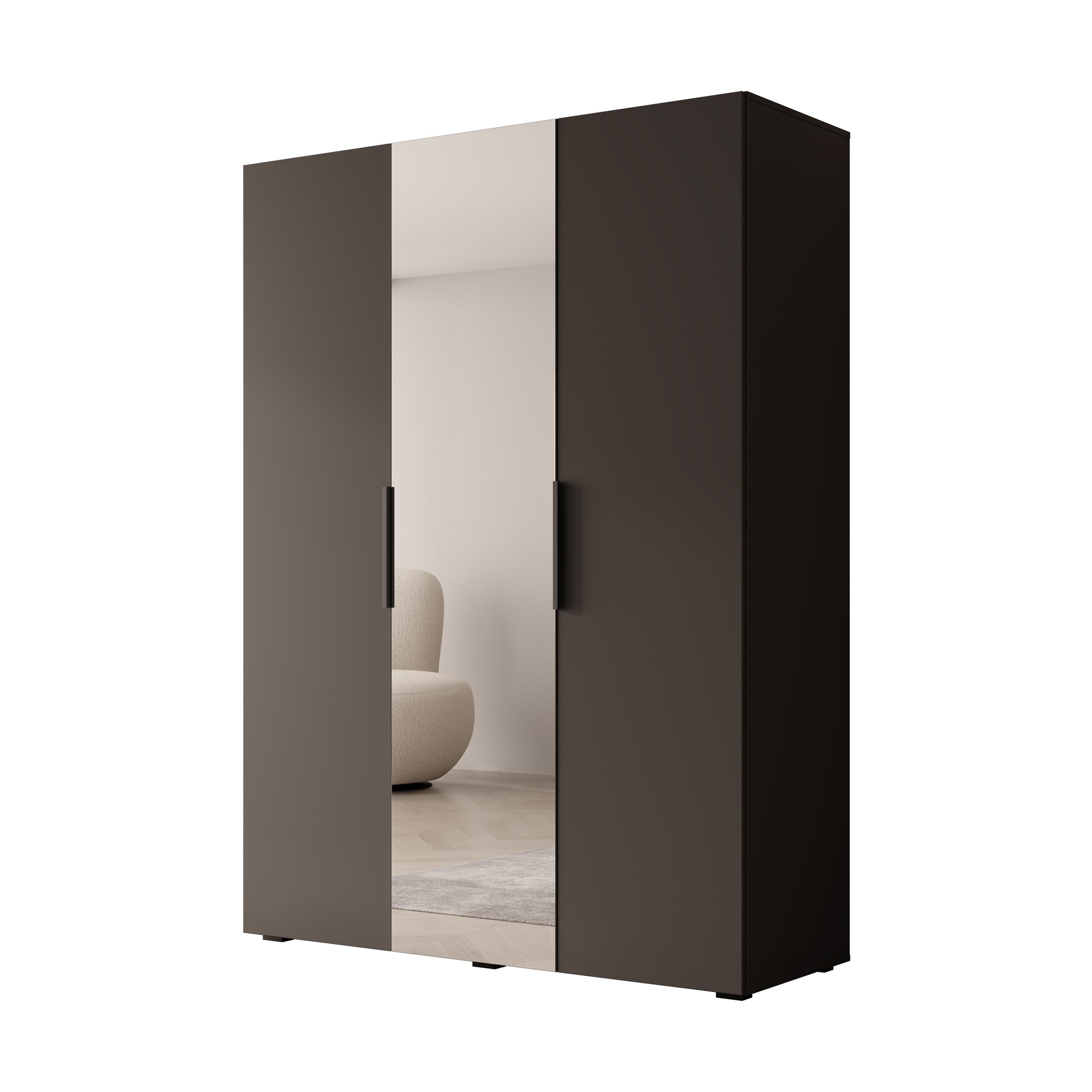 Marquesa - Kledingkast met spiegel - Zwart - 150x50x202 cm