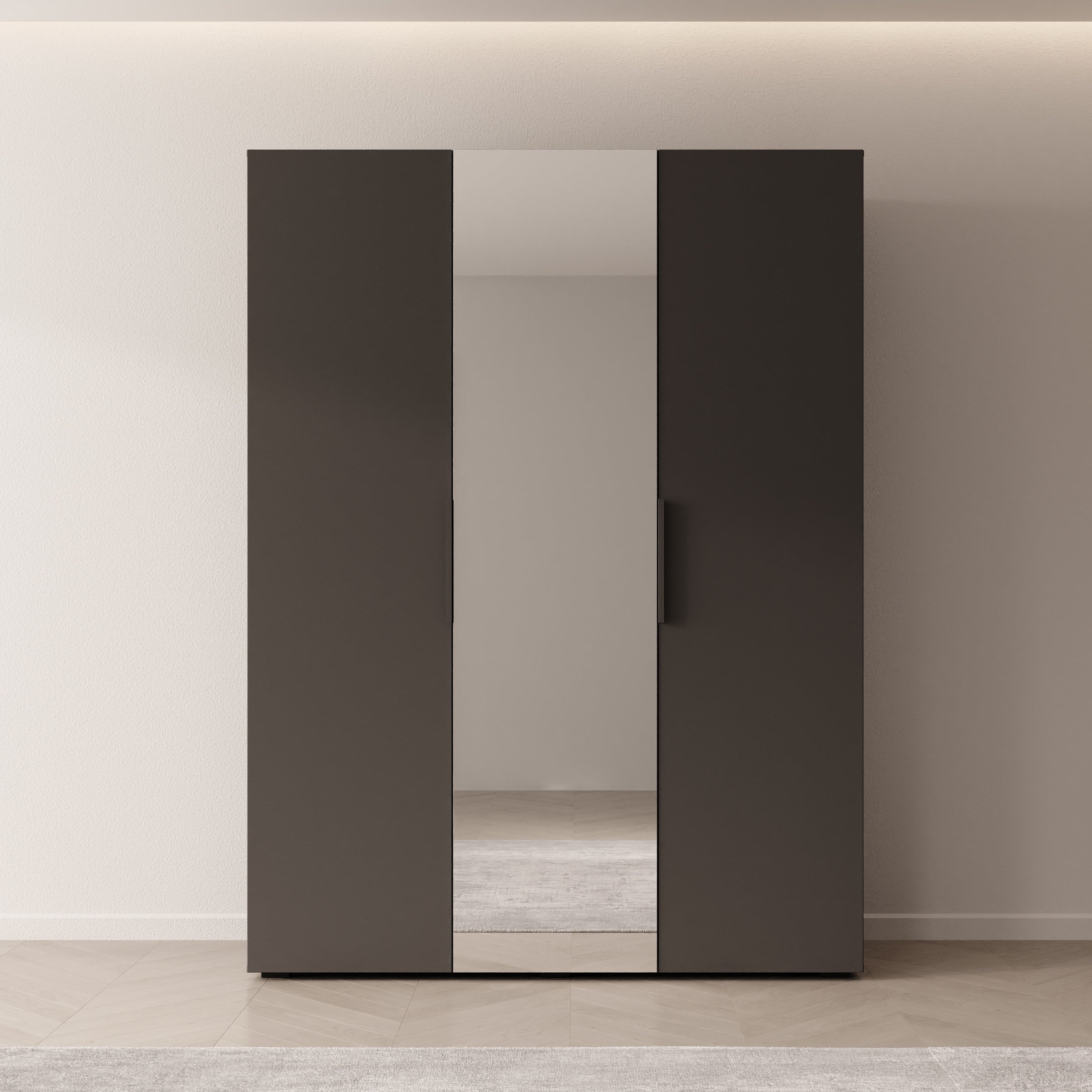 Marquesa - Kledingkast met spiegel - Zwart - 150x50x202 cm