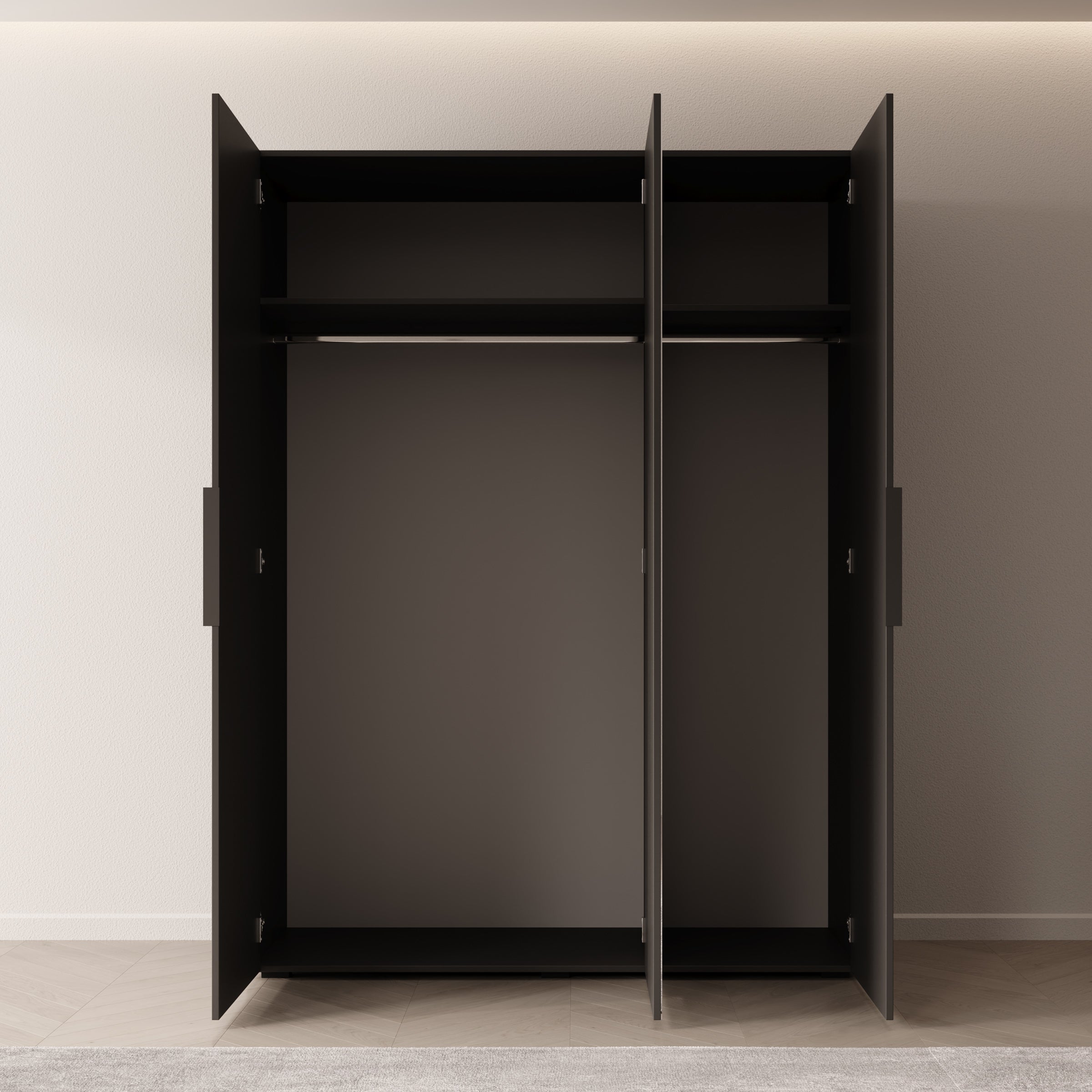 Marquesa - Kledingkast met spiegel - Zwart - 150x50x202 cm