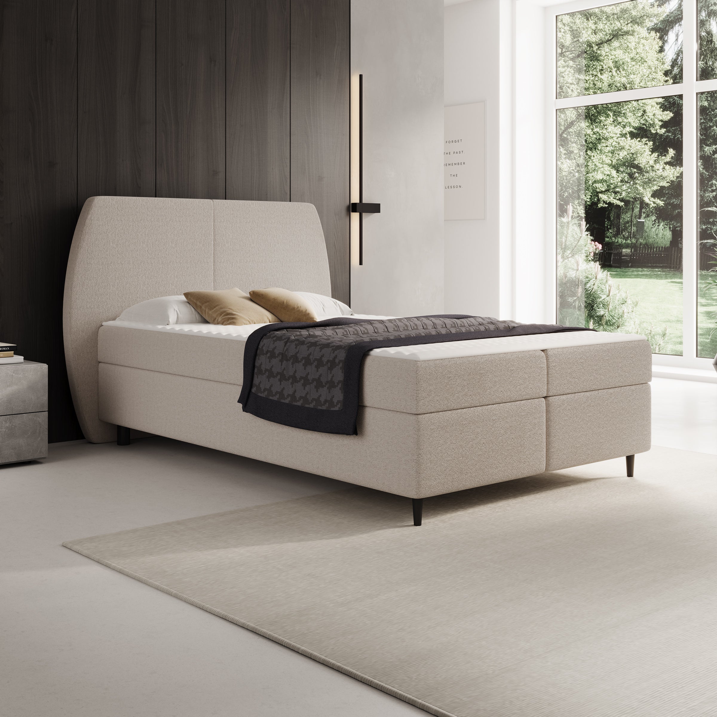 Marvella - Boxspring met opbergruimte - Stof taupe - 140x200
