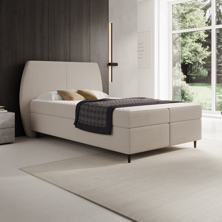 Marvella - Boxspring met opbergruimte - Stof taupe - 140x200