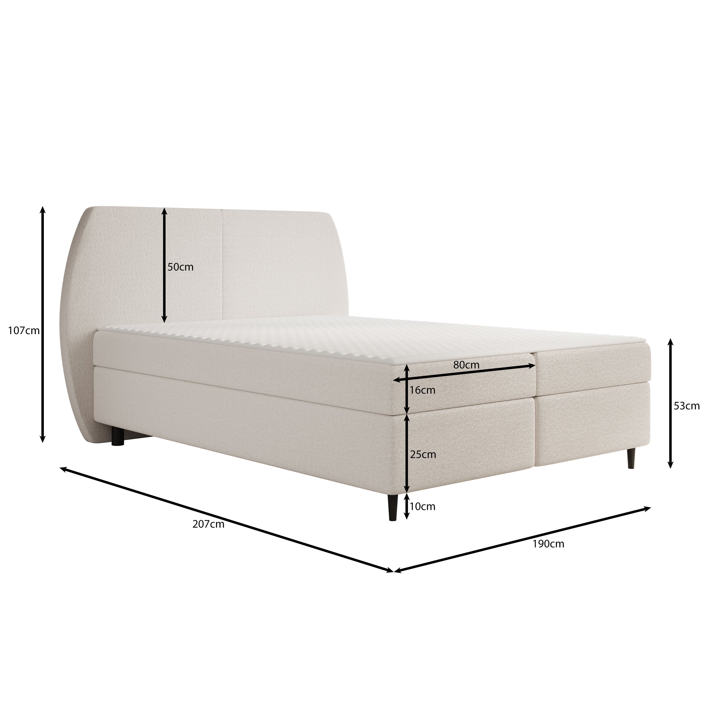 Marvella - Boxspring met opbergruimte - Stof taupe - 160x200