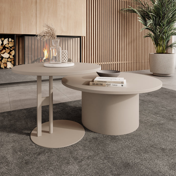 Mastro - Salontafel set van 2 - Beige - 58-75 cm