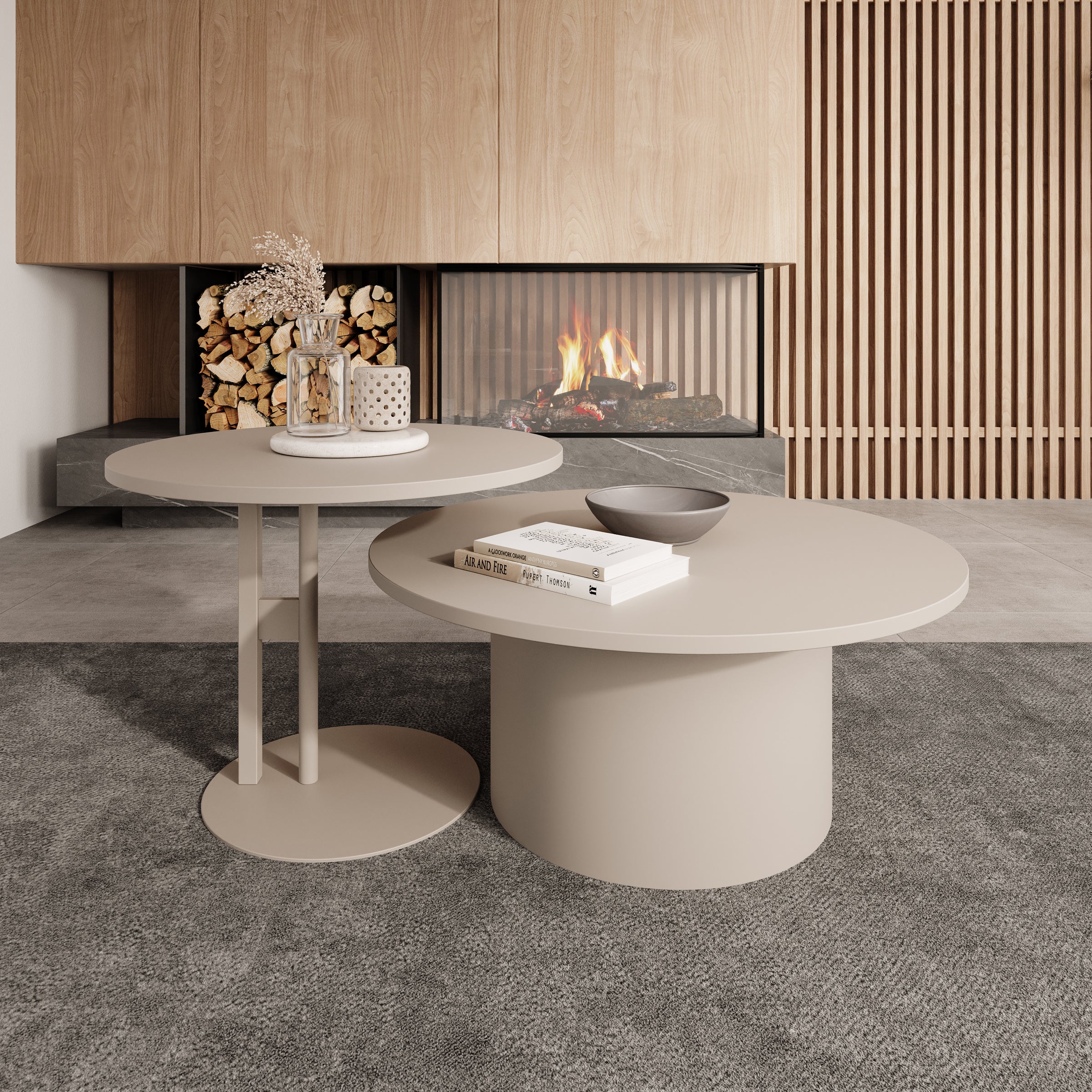 Mastro - Salontafel set van 2 - Beige - 58-75 cm