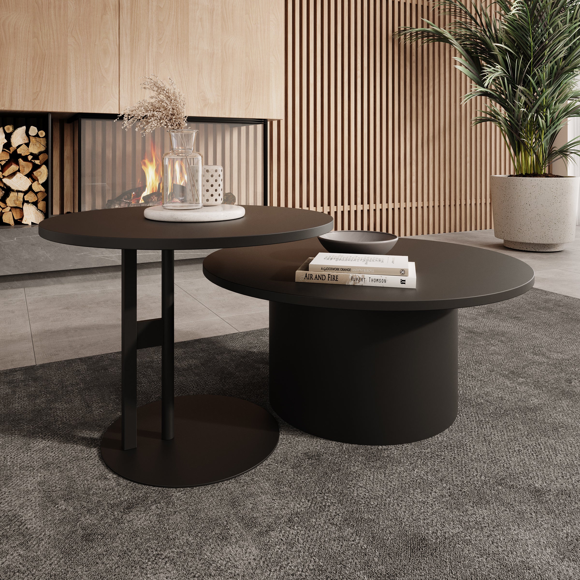 Mastro - Salontafel set van 2 - Zwart - 58-75 cm