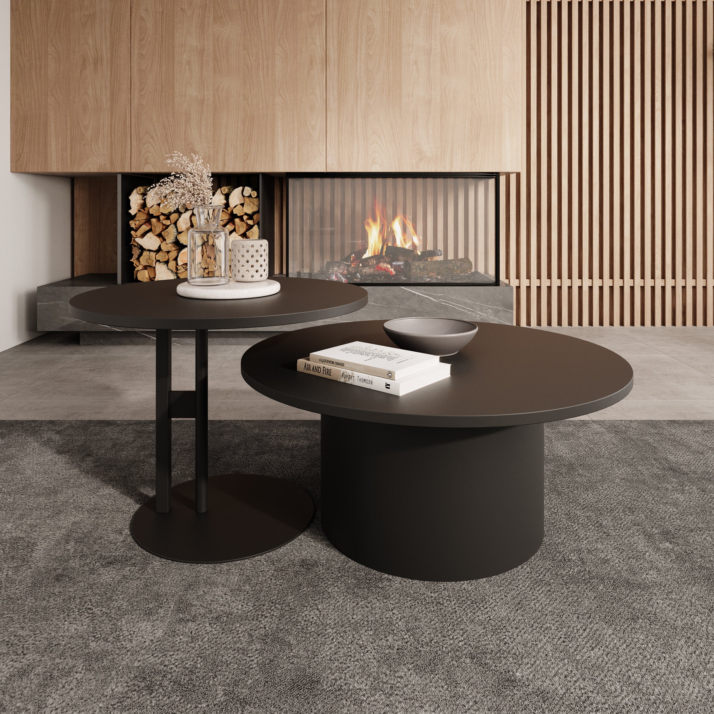 Mastro - Salontafel set van 2 - Zwart - 58-75 cm