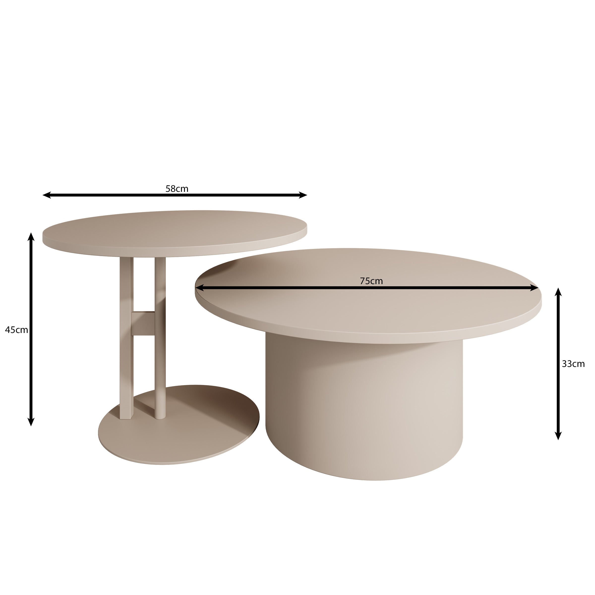 Mastro - Salontafel set van 2 - Zwart / Donker eikenpatroon - 58-75 cm