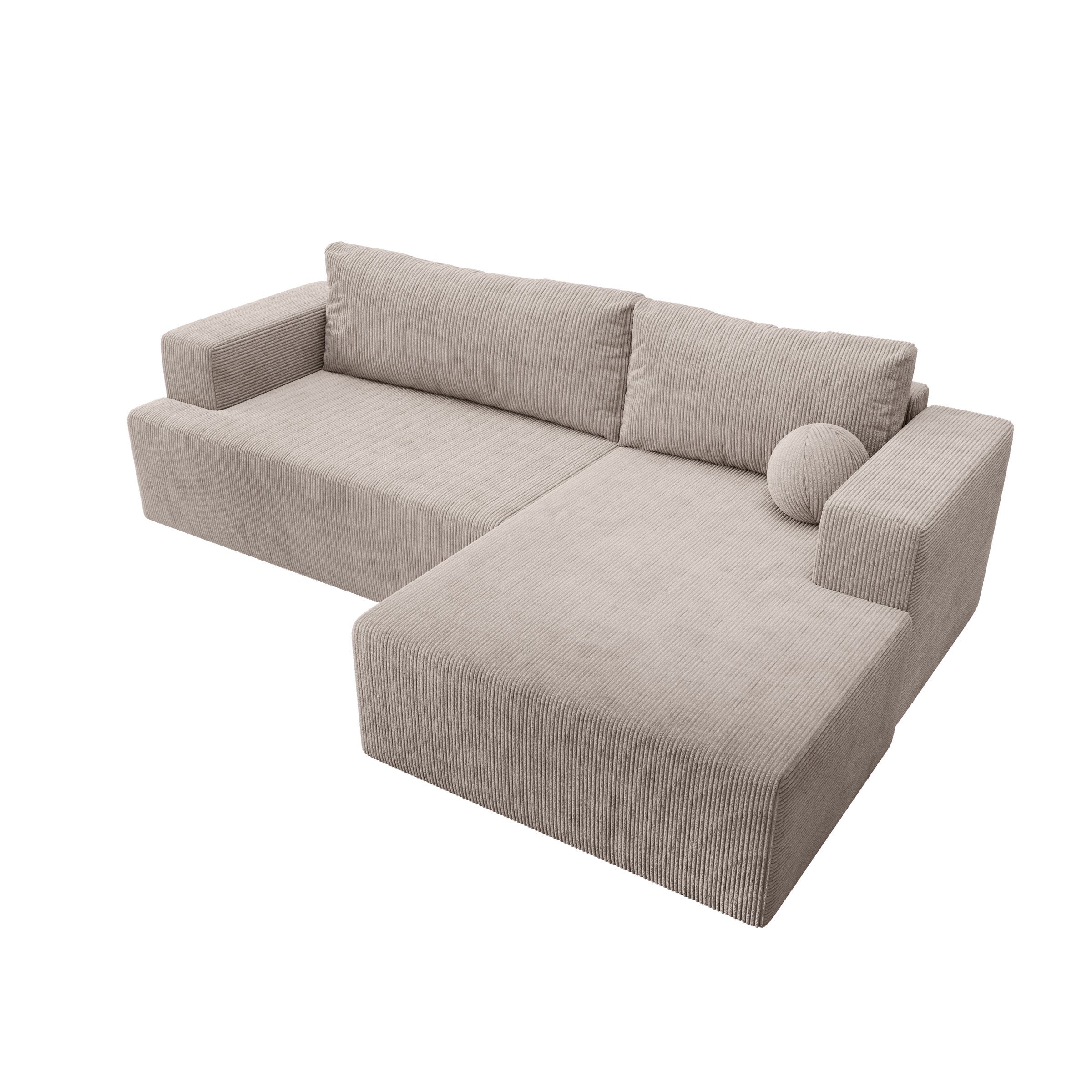 Mavana - Hoekbank 2-zits met chaise longue - Ribstof beige - Rechts