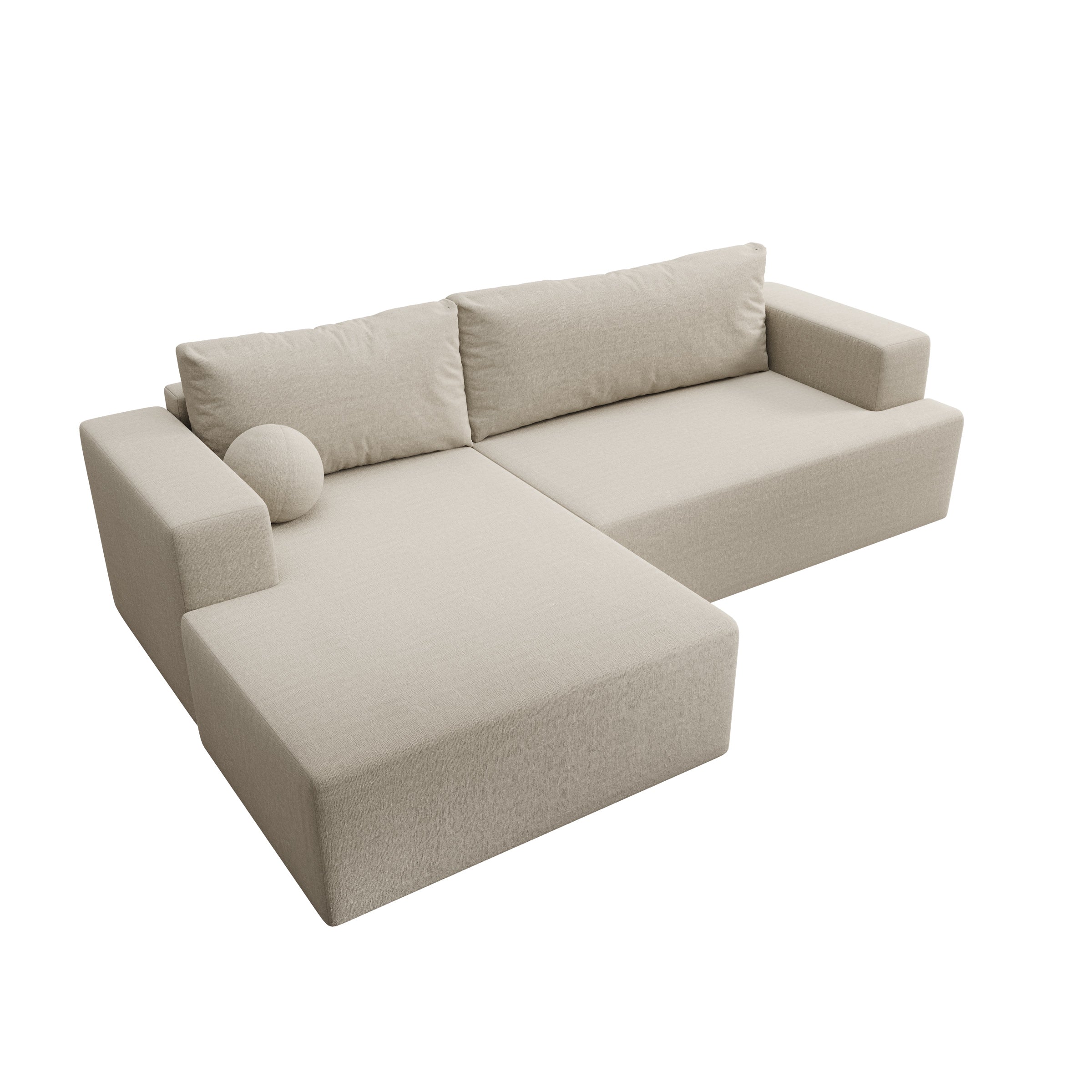 Mavana - Hoekbank 2-zits met chaise longue - Teddystof beige - Links