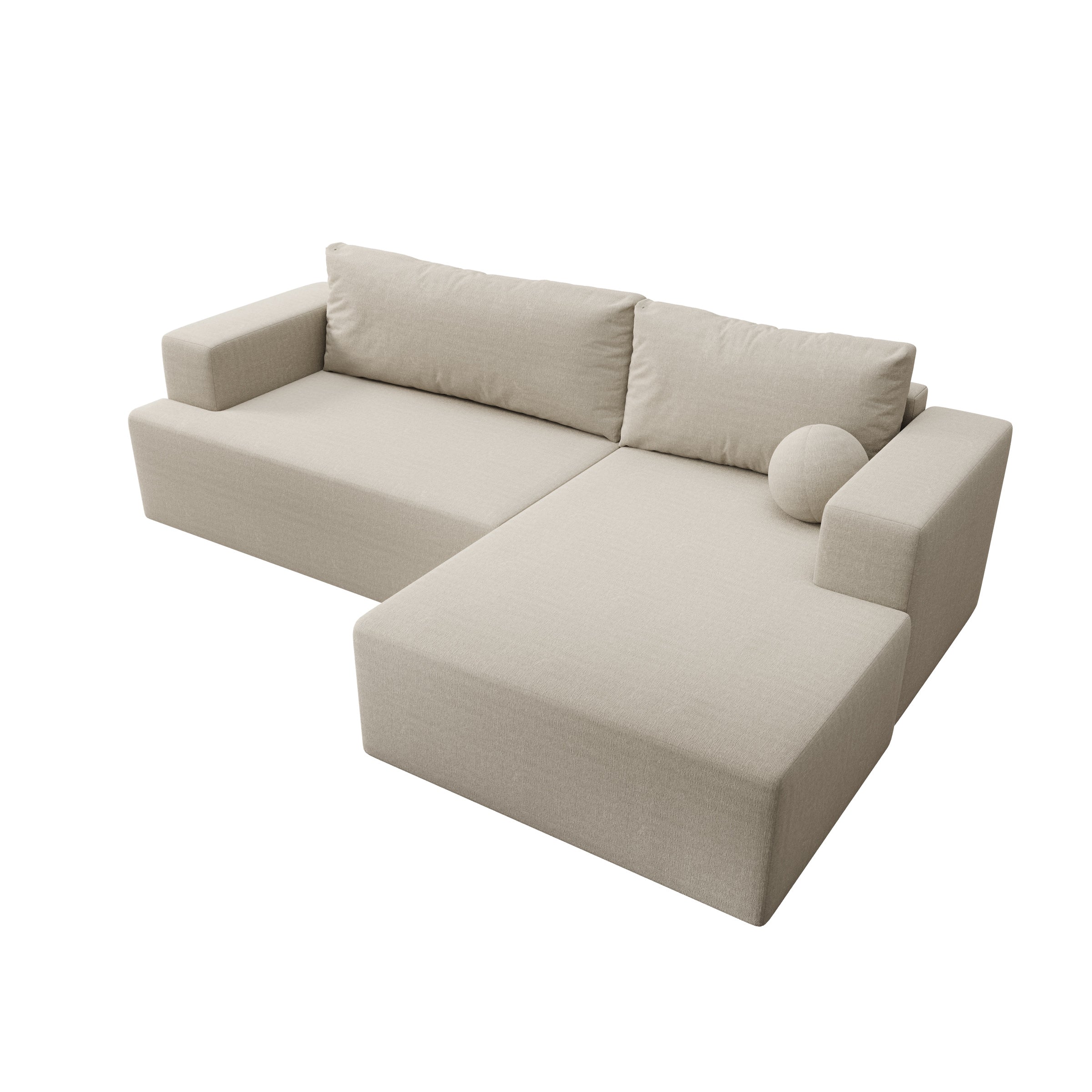 Mavana - Hoekbank 2-zits met chaise longue - Teddystof beige - Rechts