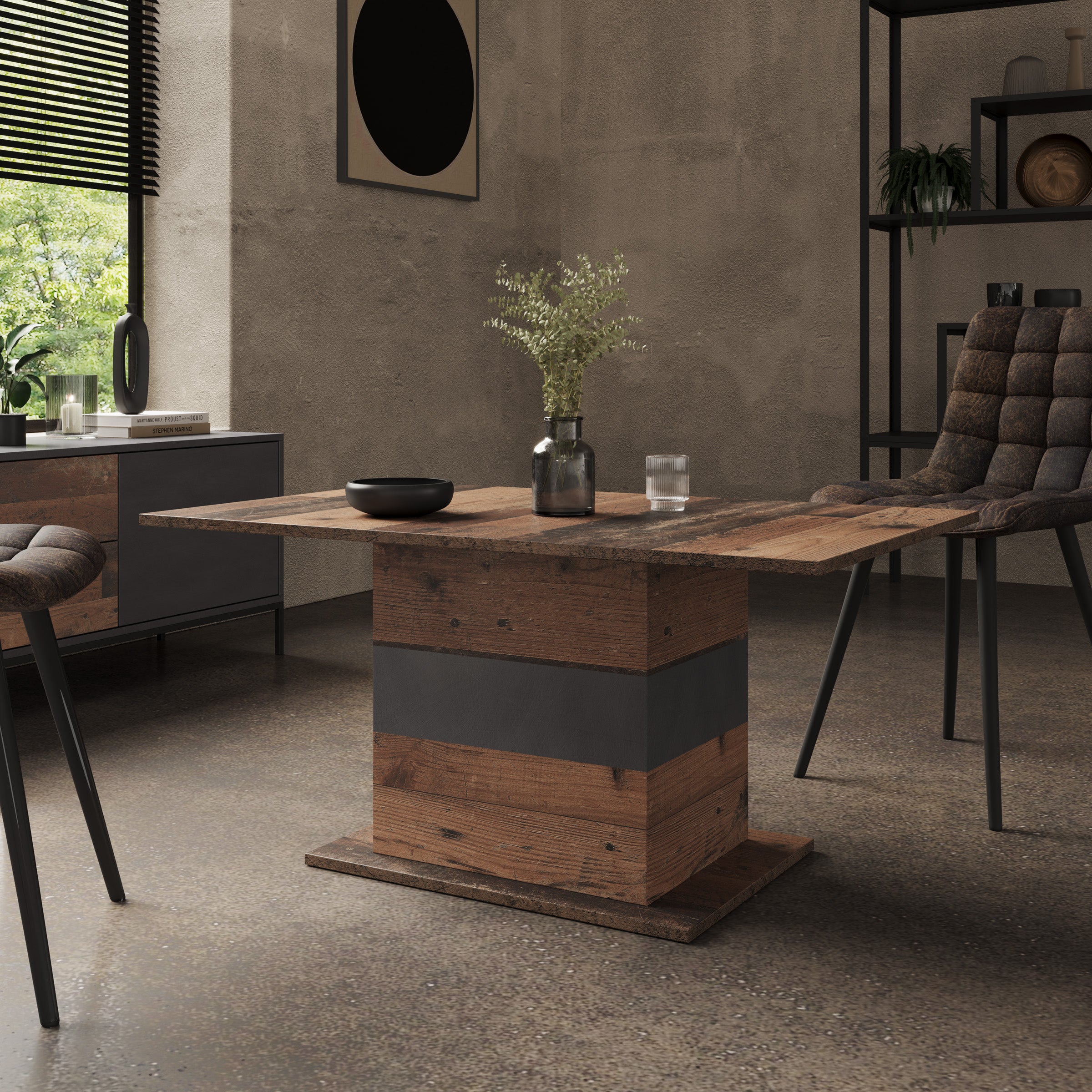 Maxx - Eetkamertafel - Donker eikenpatroon/Grijs - 101x49x67 cm