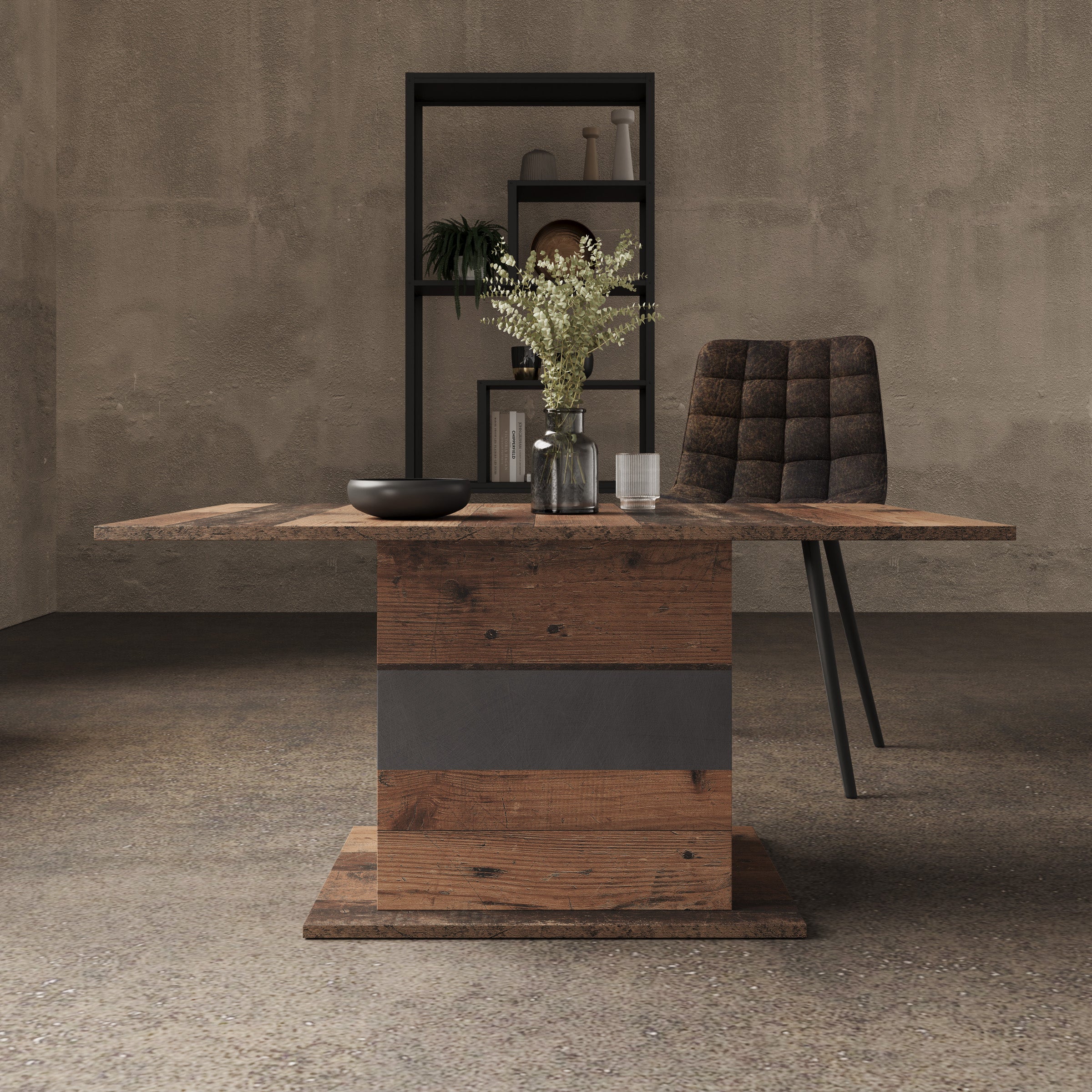 Maxx - Eetkamertafel - Donker eikenpatroon/Grijs - 101x49x67 cm