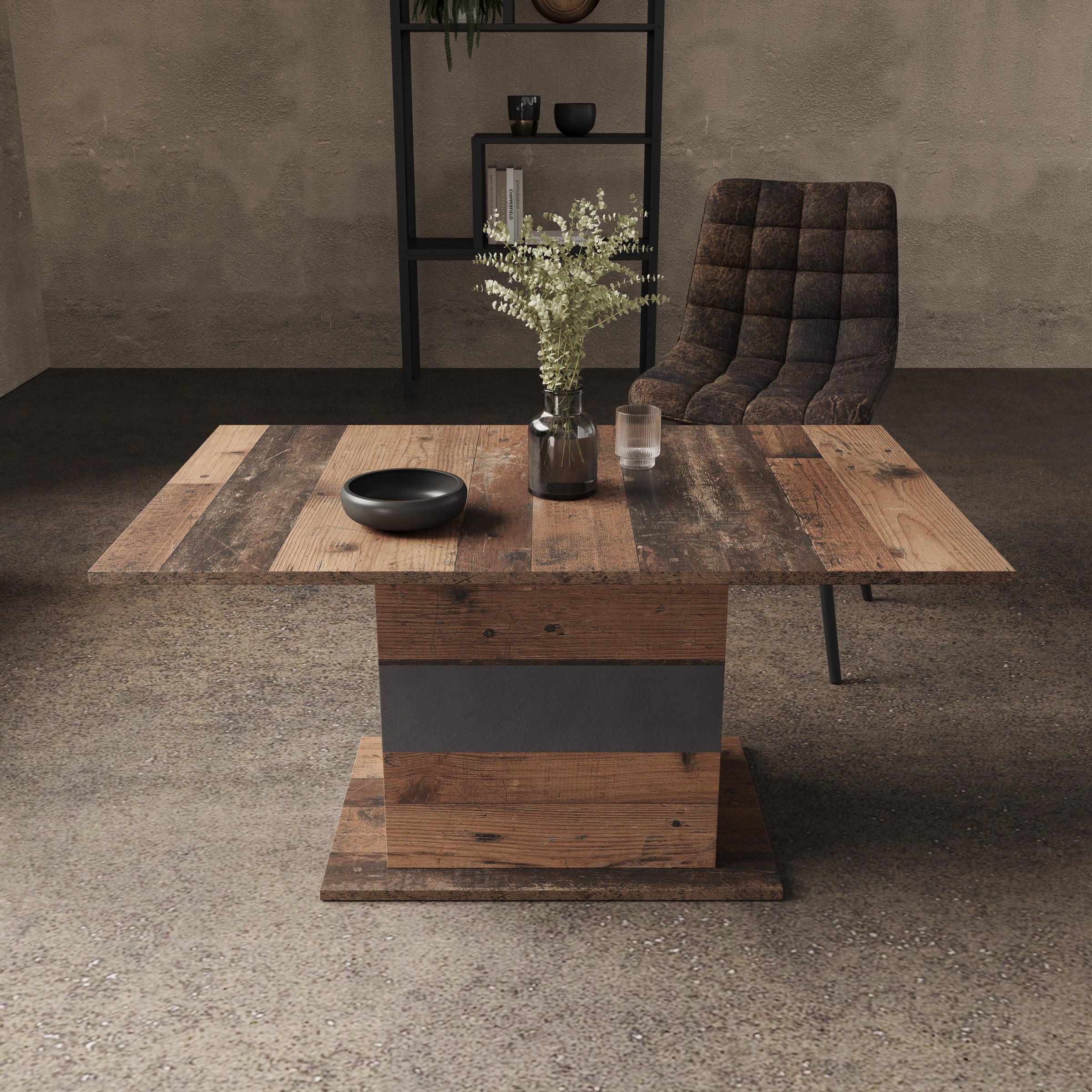 Maxx - Eetkamertafel - Donker eikenpatroon/Grijs - 101x49x67 cm