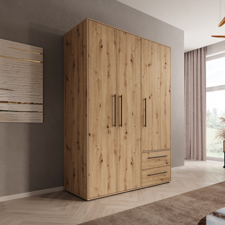 Mayen - Kledingkast 3 deuren - Eikenpatroon - 145x59x200 cm