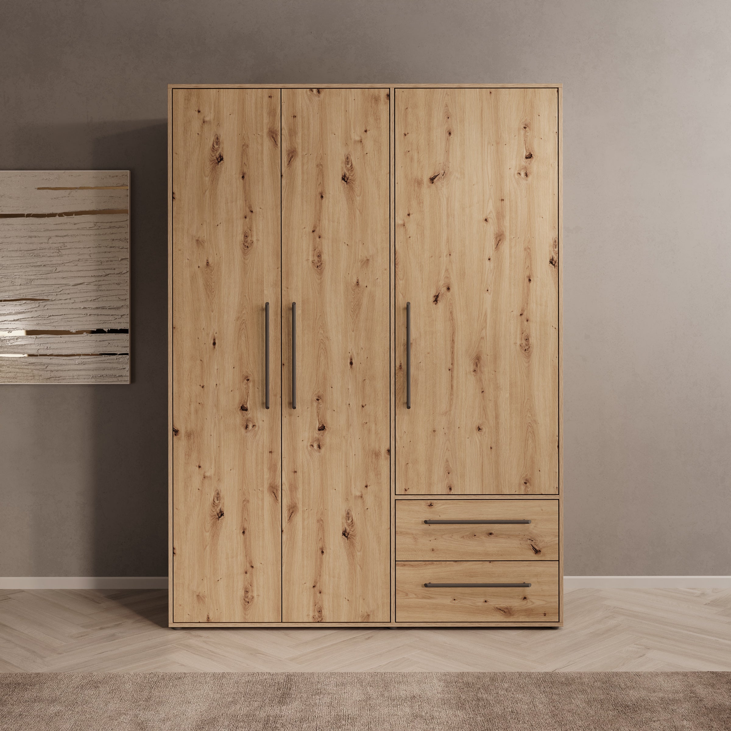 Mayen - Kledingkast 3 deuren - Eikenpatroon - 145x59x200 cm