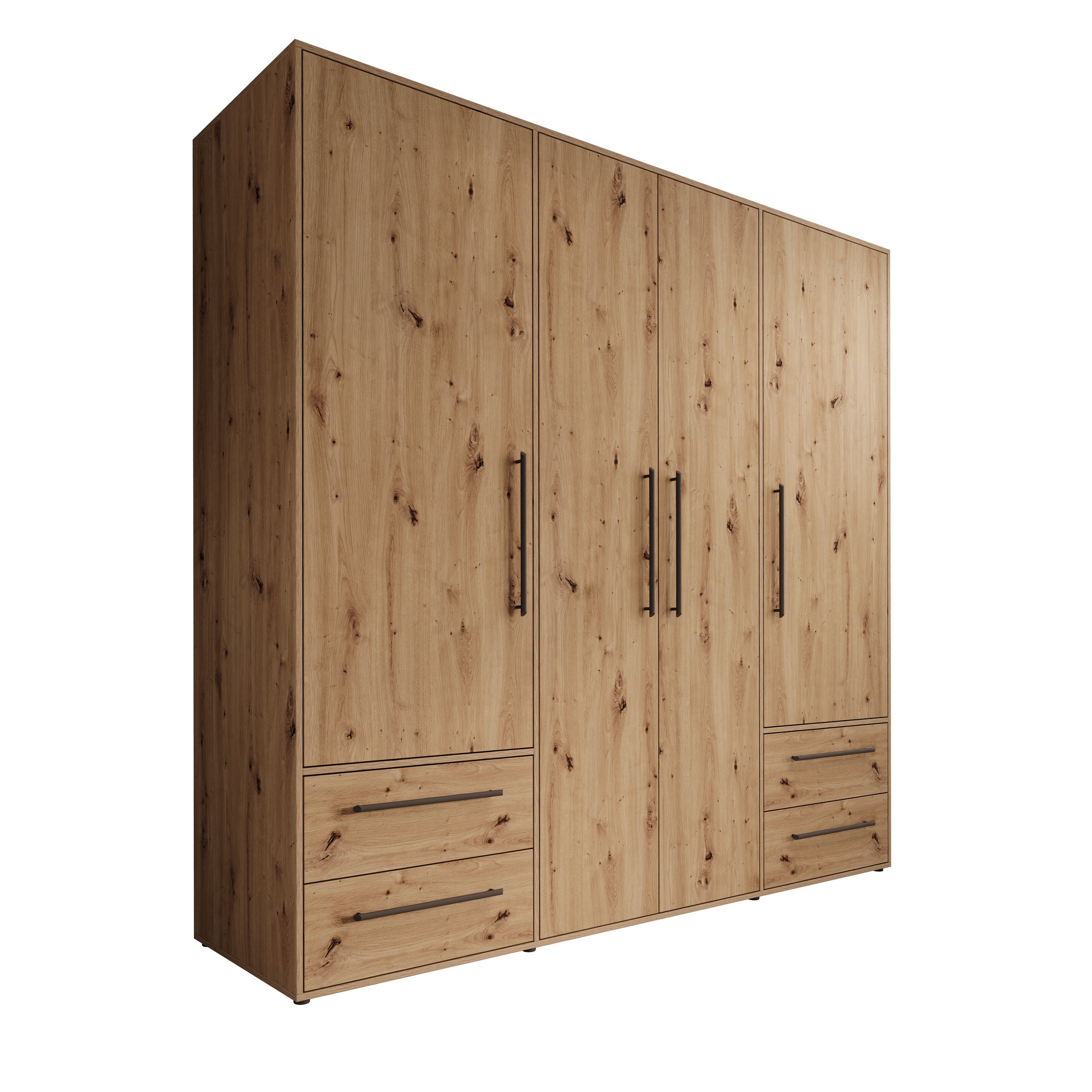 Mayen - Kledingkast 4 deuren - Eikenpatroon - 206x59x200 cm