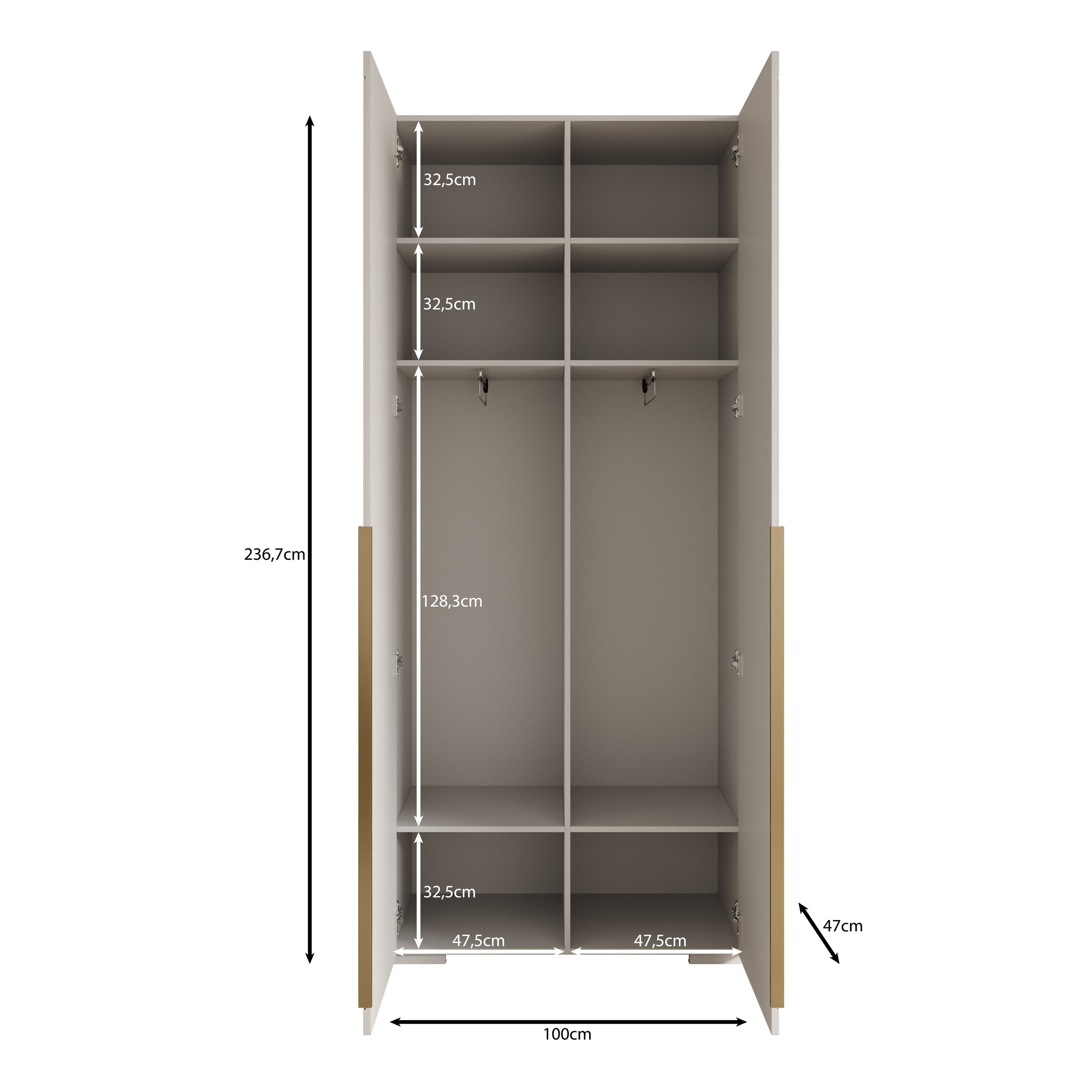 Mayfair - Kledingkast 2-deurs - Zwart - 100x47x237 cm