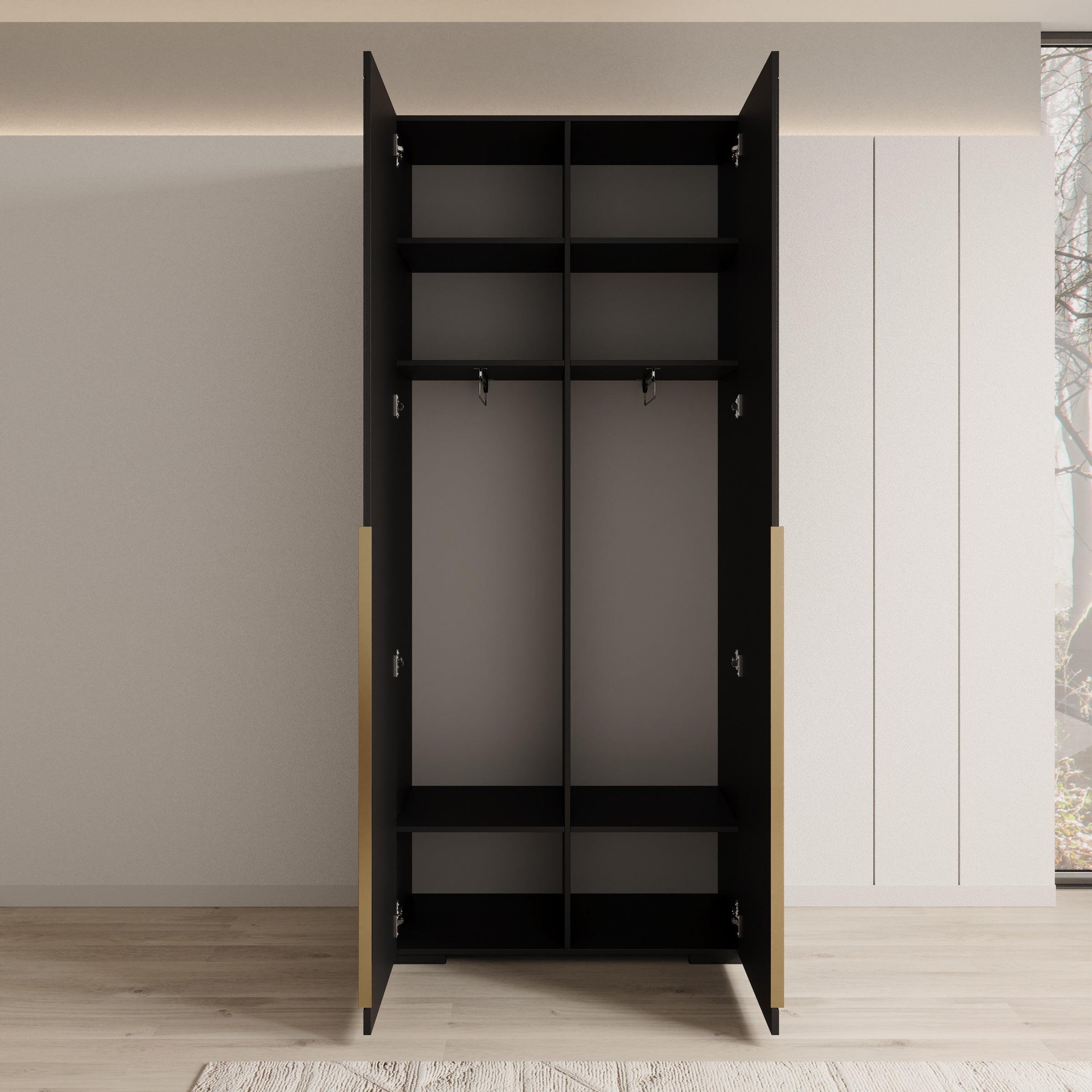Mayfair - Kledingkast 2-deurs - Zwart - 100x47x237 cm