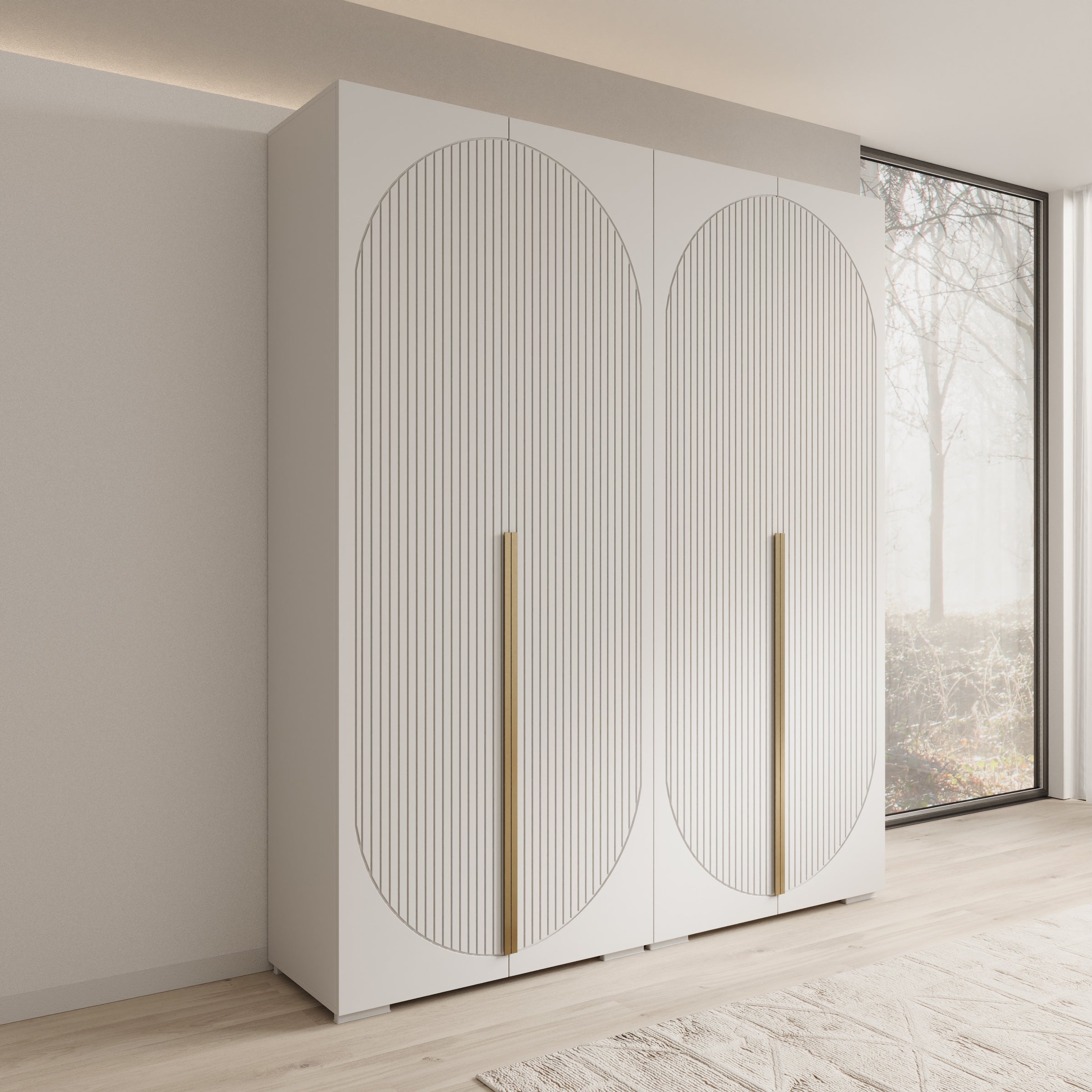Mayfair - Kledingkast 4-deurs - Wit - 200x47x237 cm