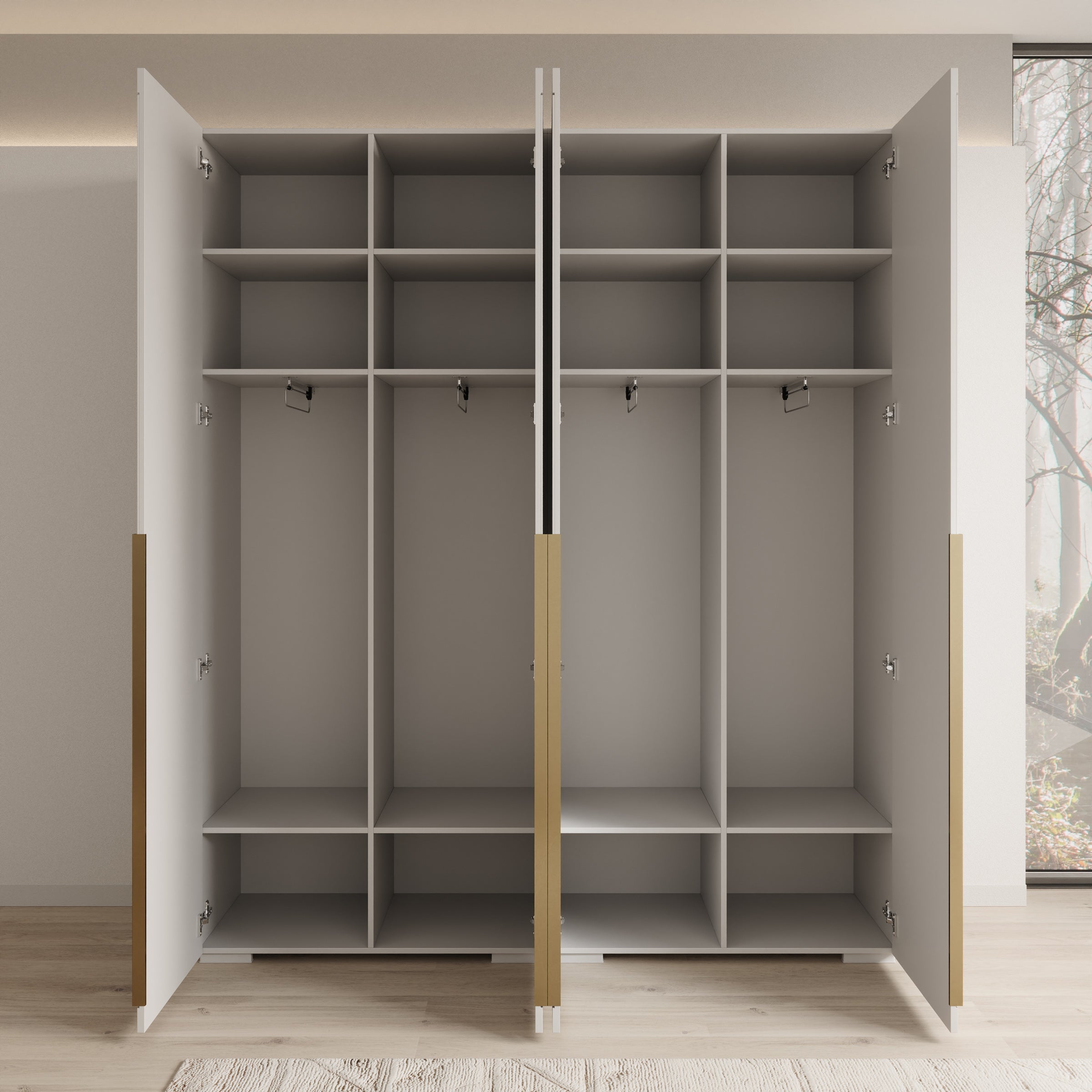 Mayfair - Kledingkast 4-deurs - Wit - 200x47x237 cm